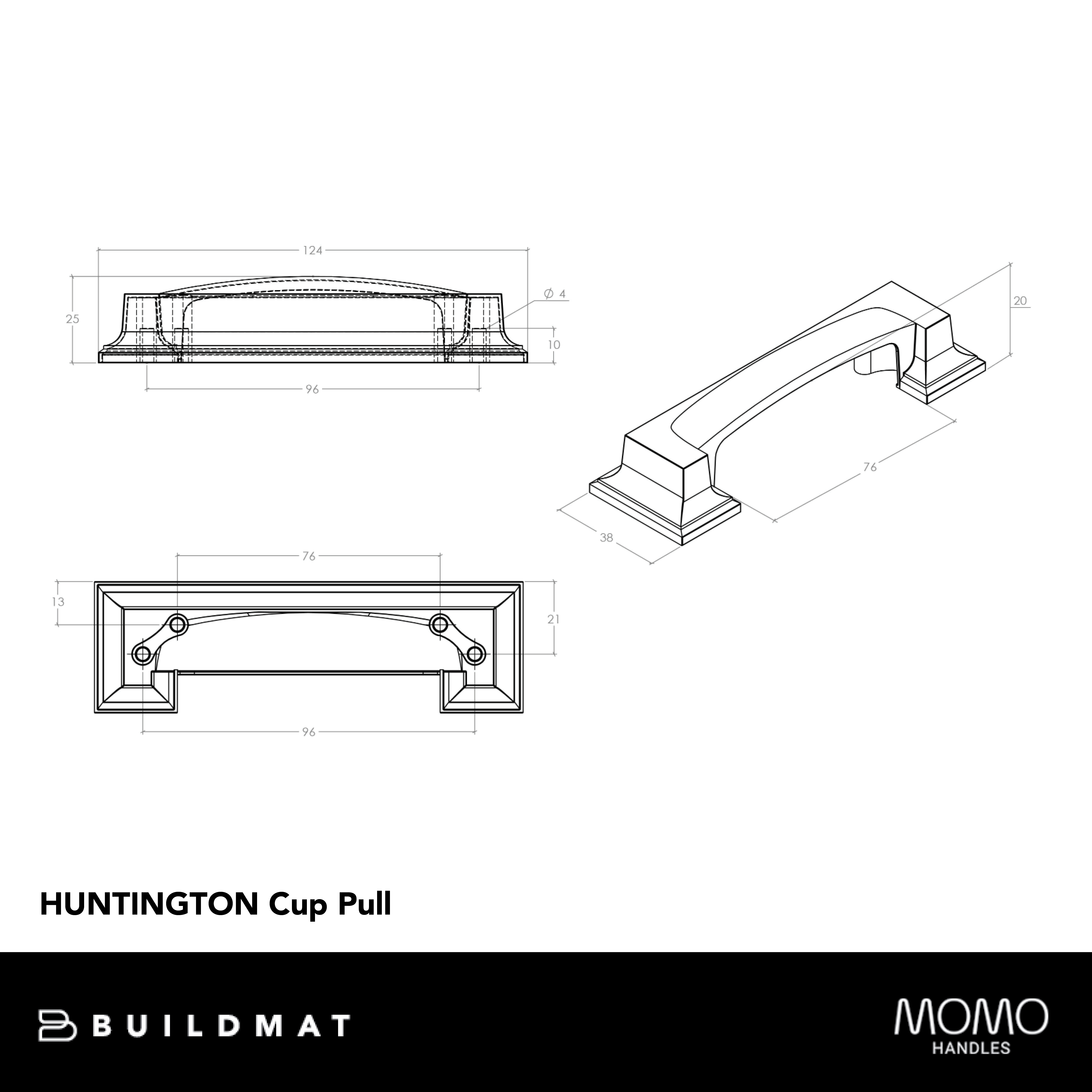 Momo Huntington Cup Pull 96mm Chrome Plated