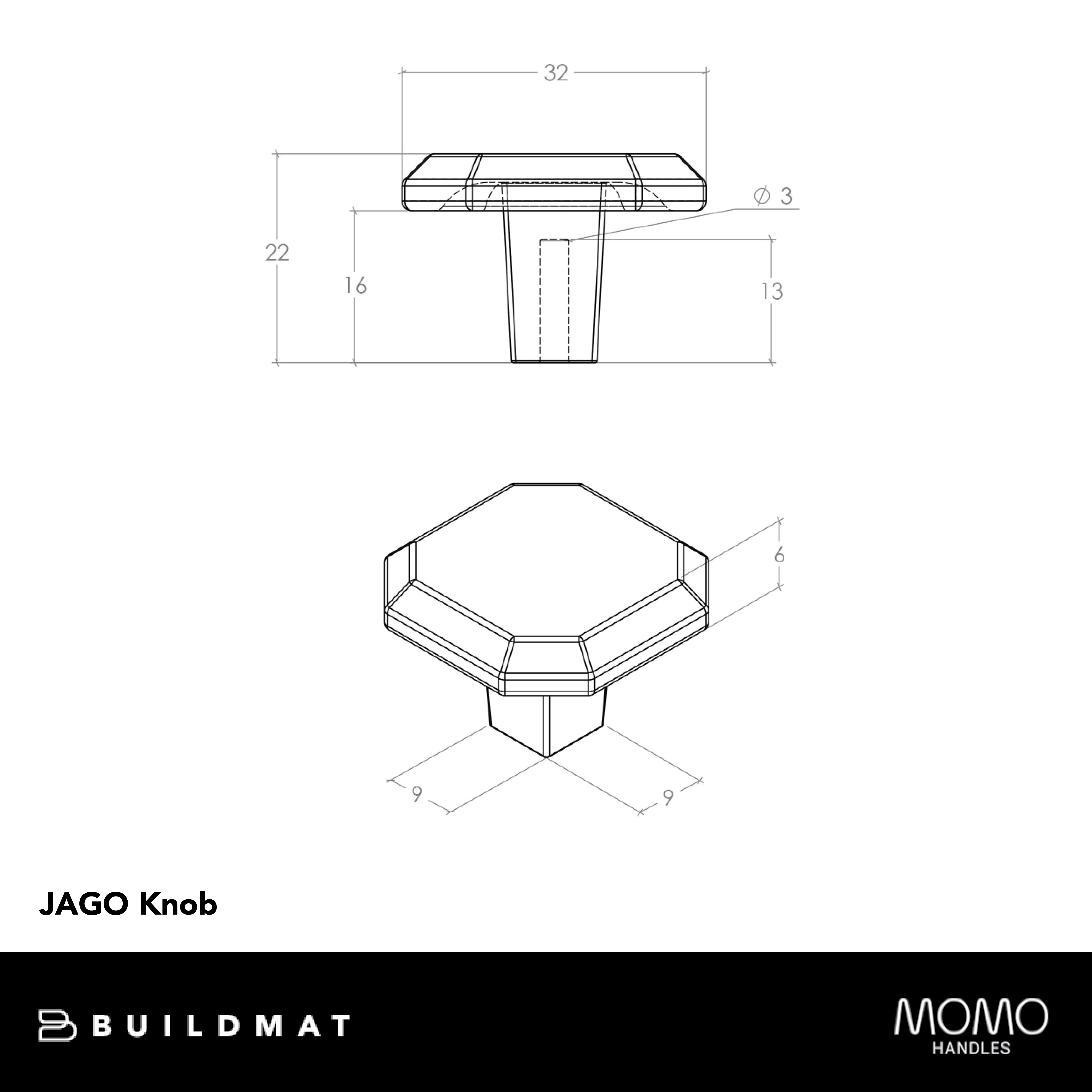 Momo Jago Knob 32mm Brushed Nickel