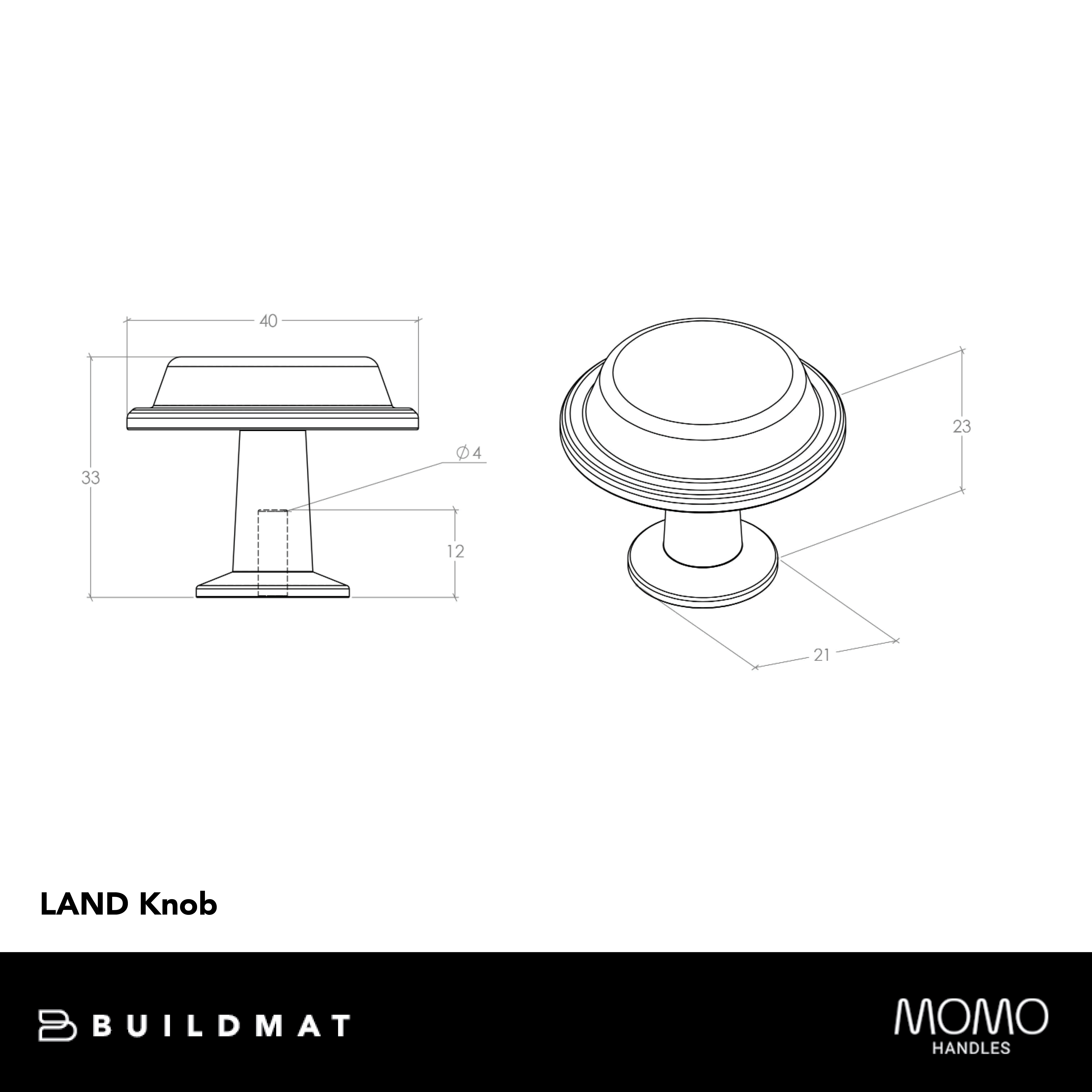 Momo Land Knob 40mm Antique Brass