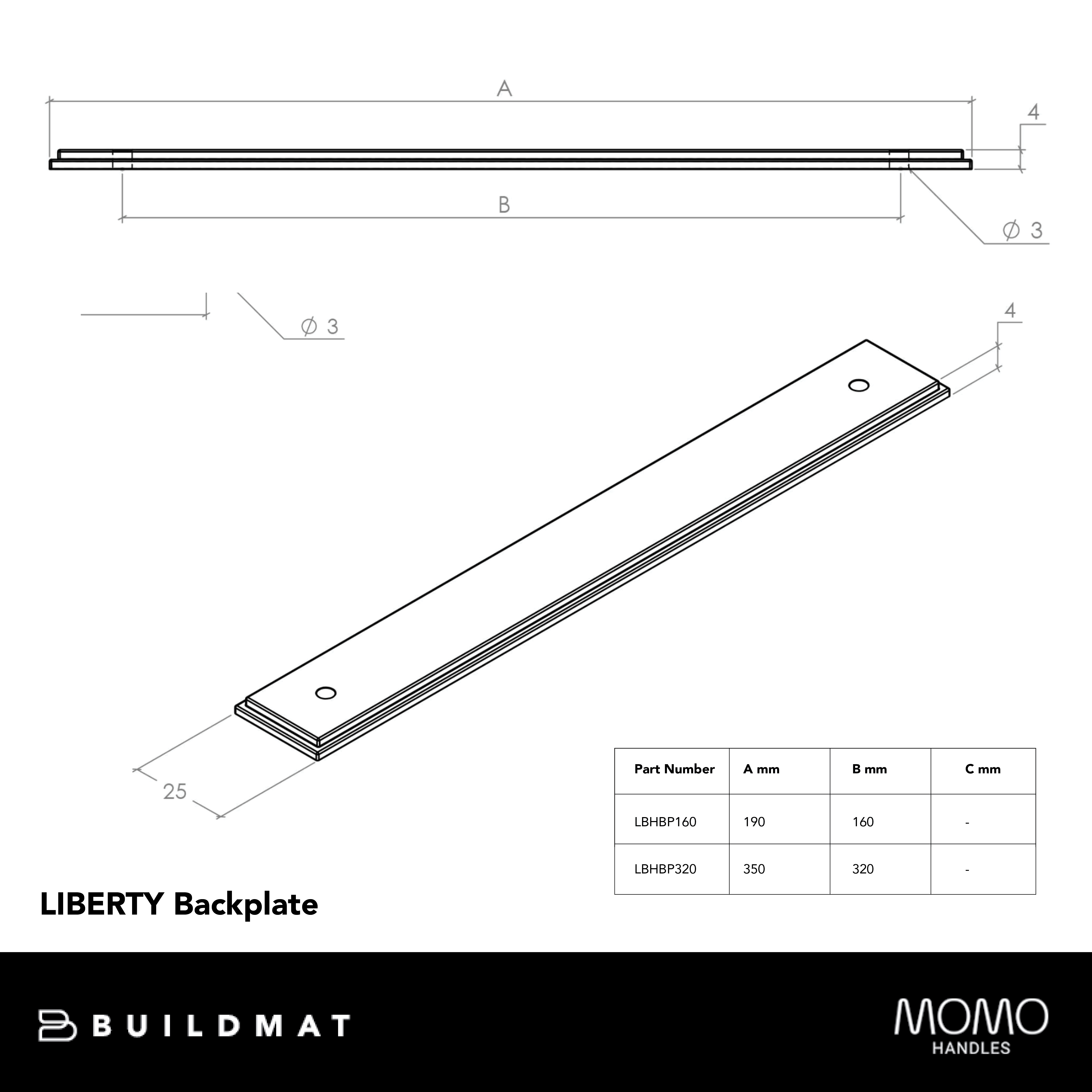 Momo Liberty Backplate 160mm Dark Brushed Brass