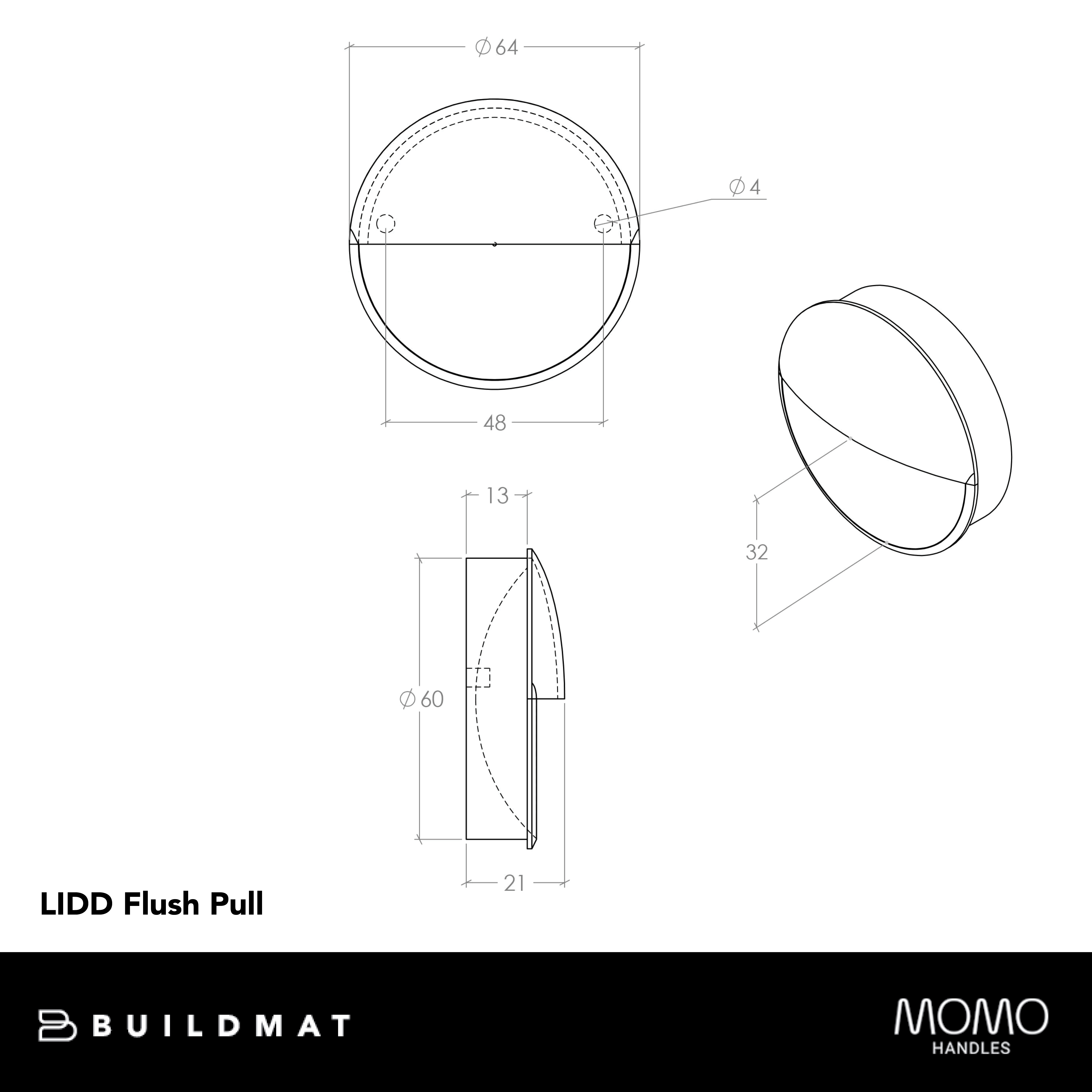 Momo Lidd Flush Pull 60mm Matte White