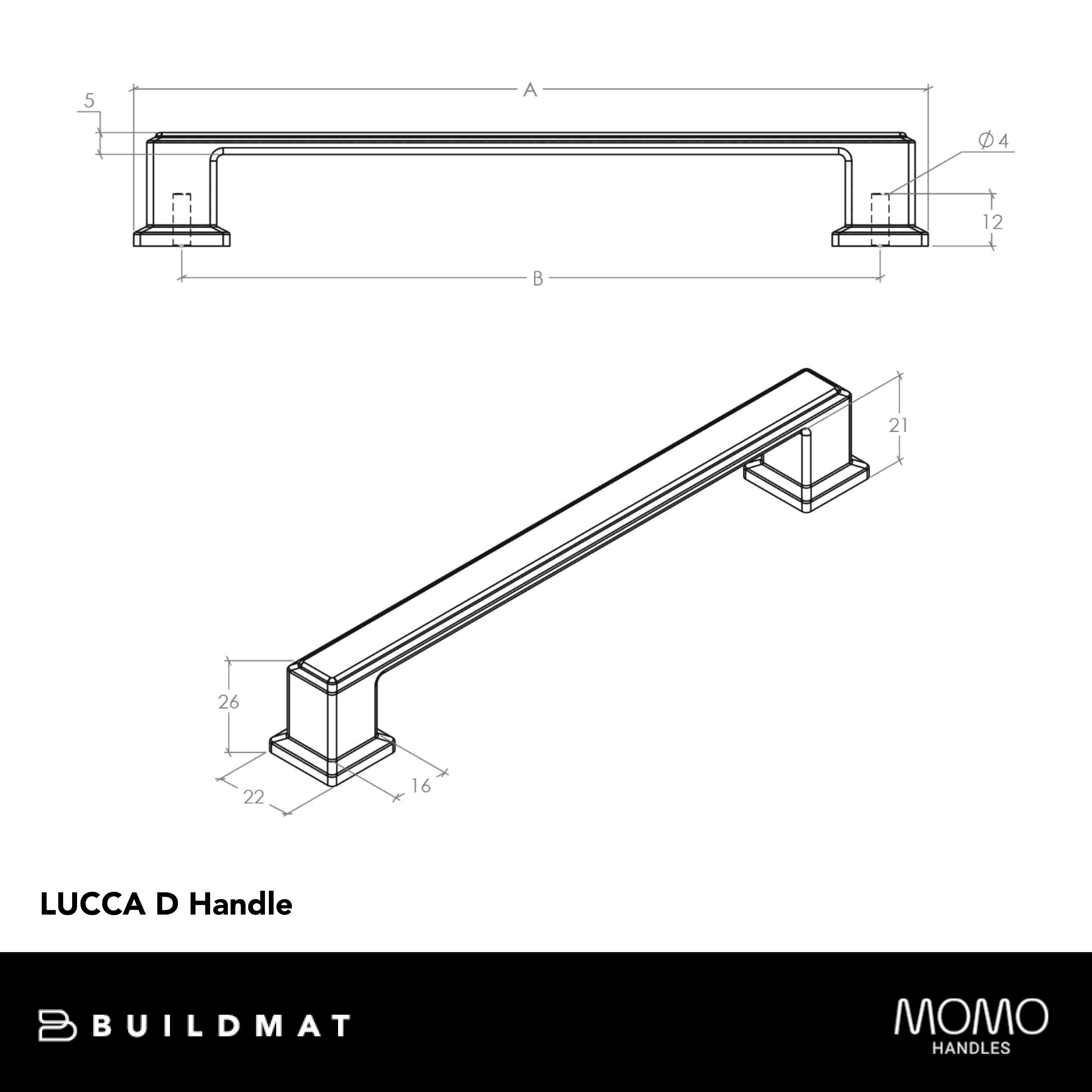 Momo Lucca D Handle 160mm Antique Brass