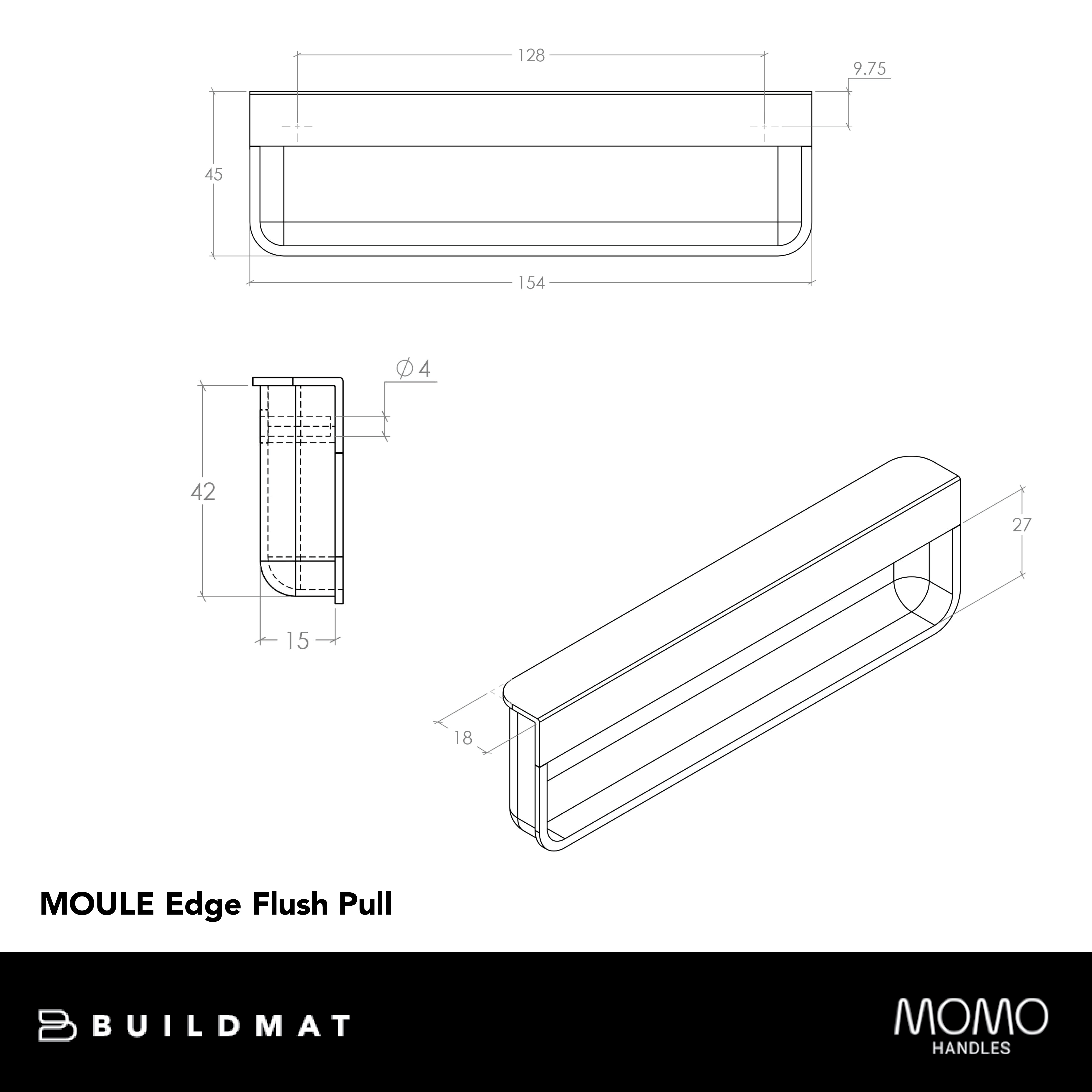 Momo Moule Edge Flush Pull 128mm Matte White