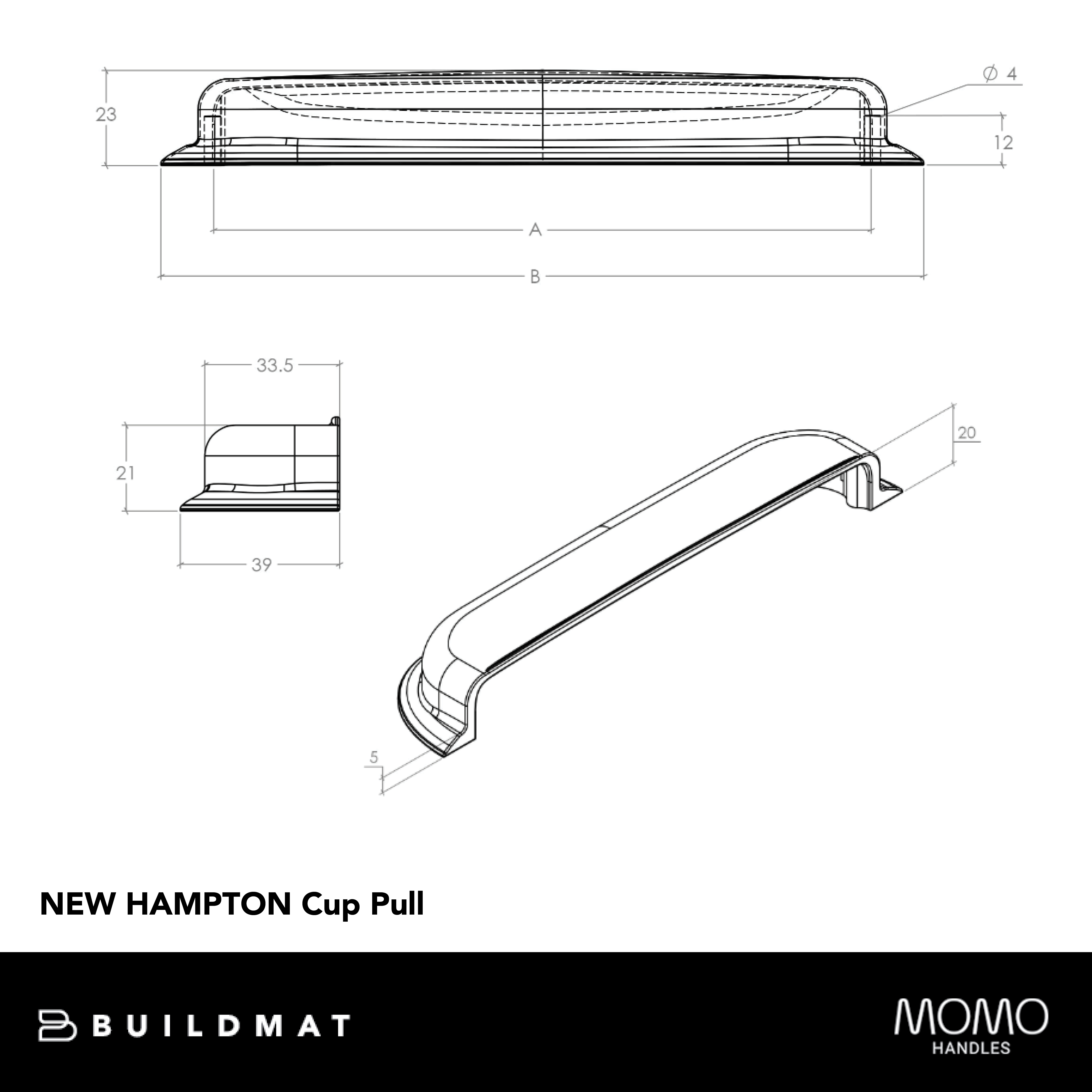 Momo New Hampton Cup Pull 96mm Dull Brushed Nickel