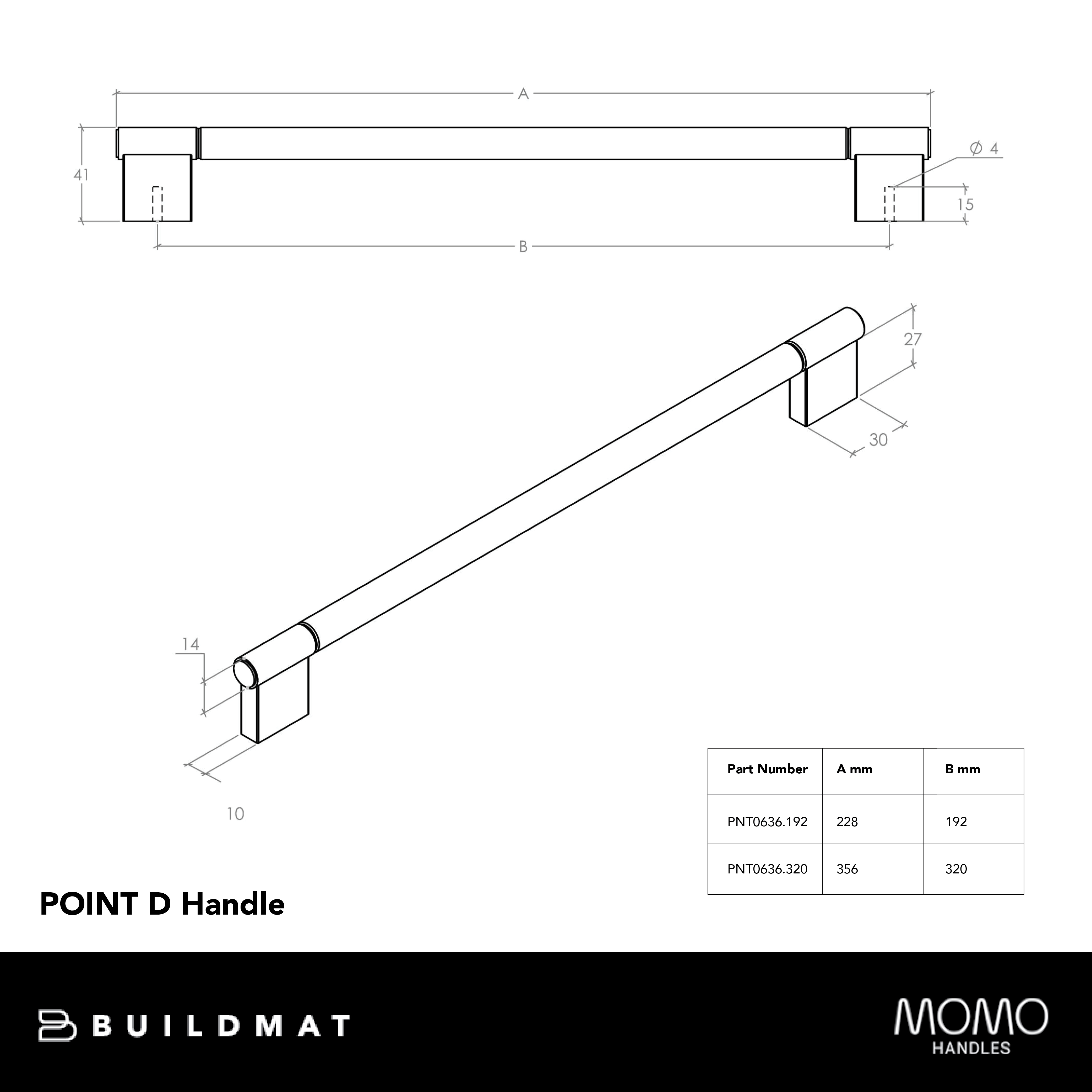 Momo Point D Handle 320mm Brushed Dark Brass