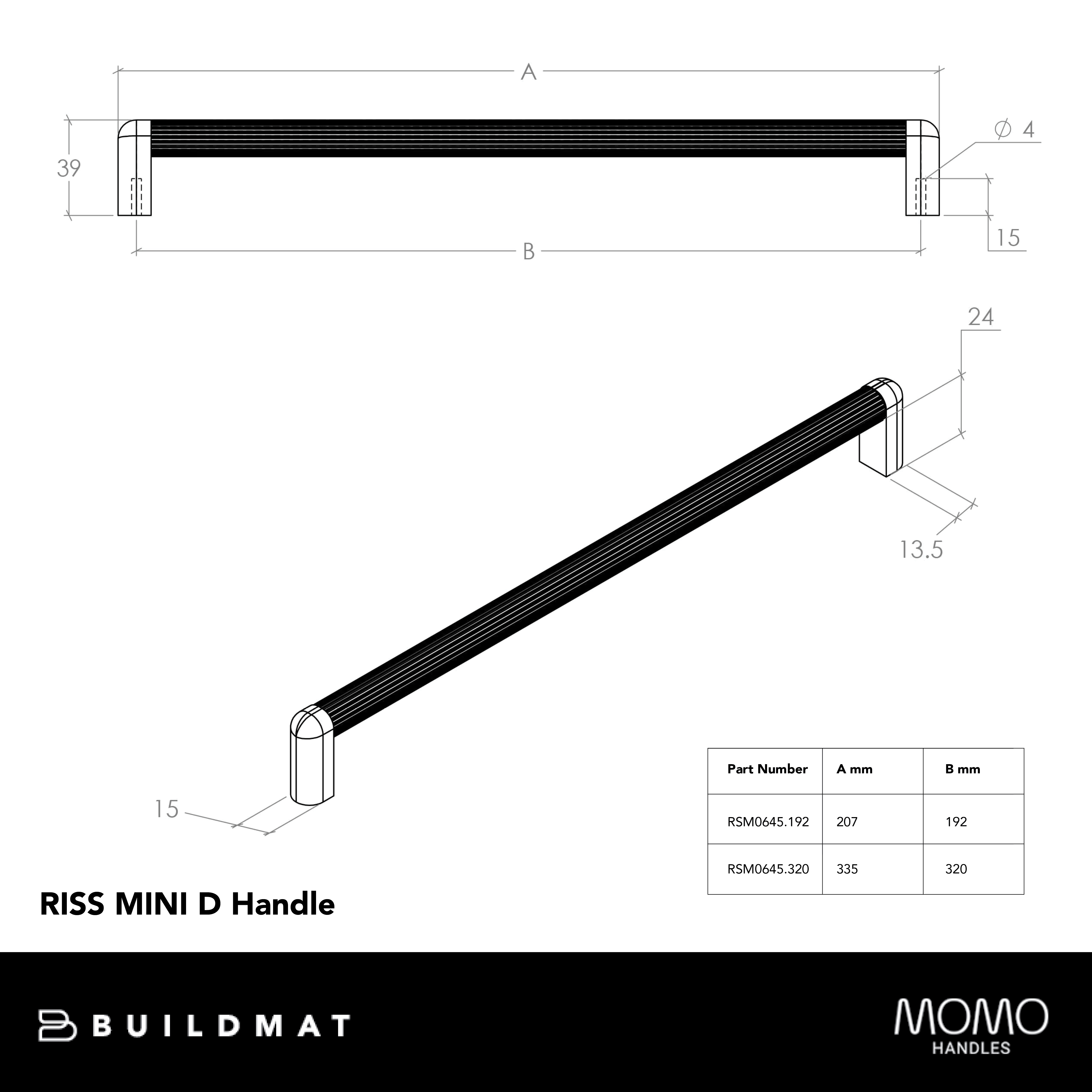 Momo Riss Mini D Handle 320mm Moss Grey