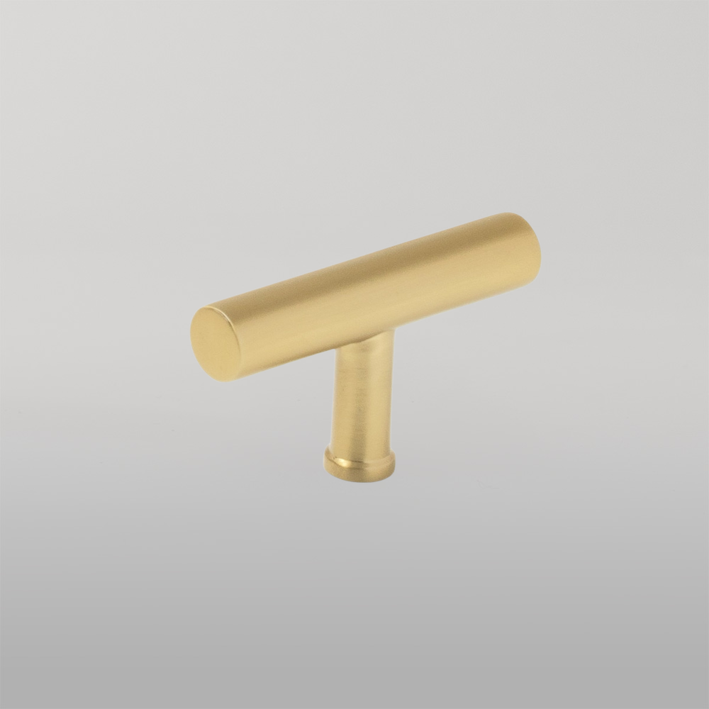 Momo Strano T Knob 60mm Brushed Satin Brass