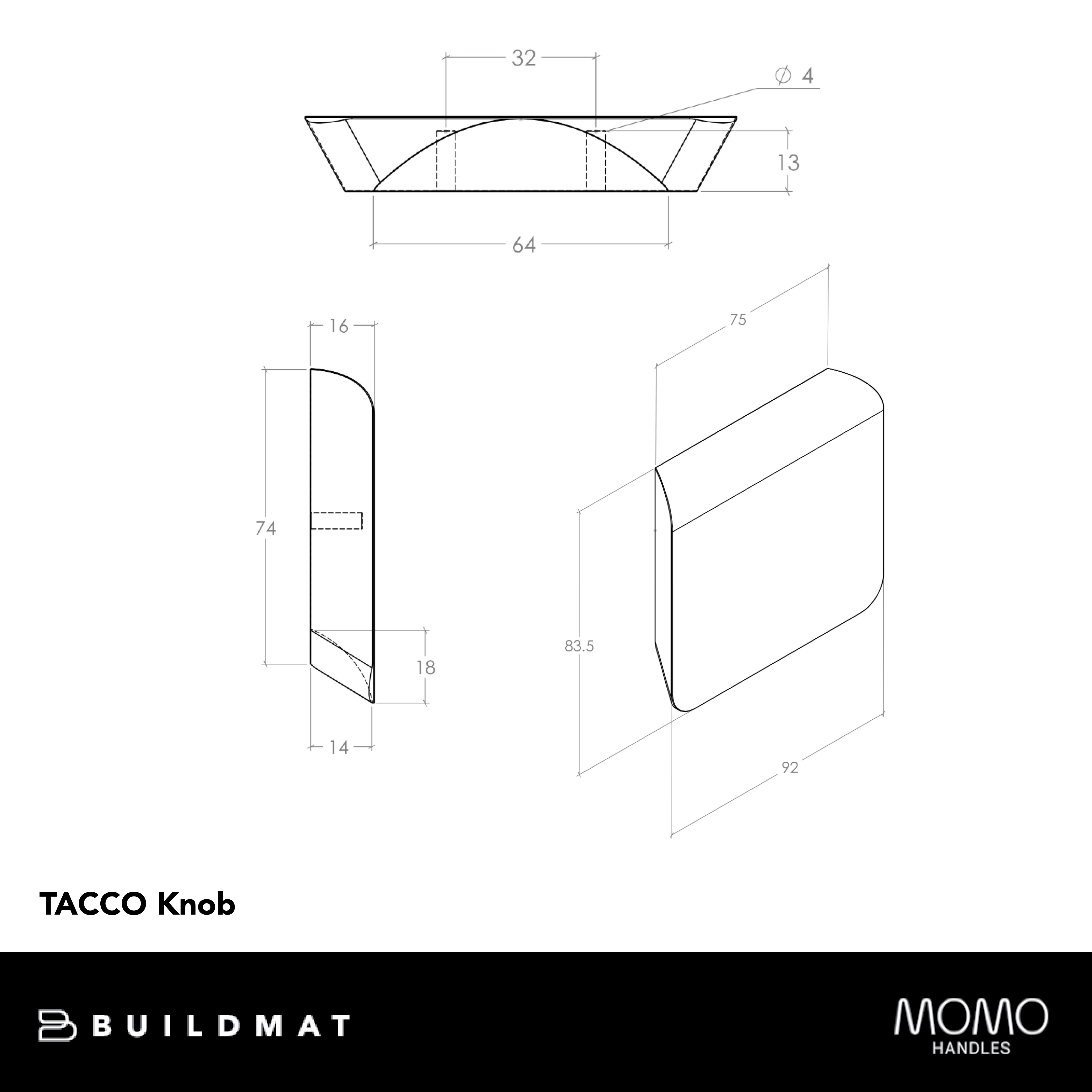 Momo Tacco Timber Knob 32mm Walnut