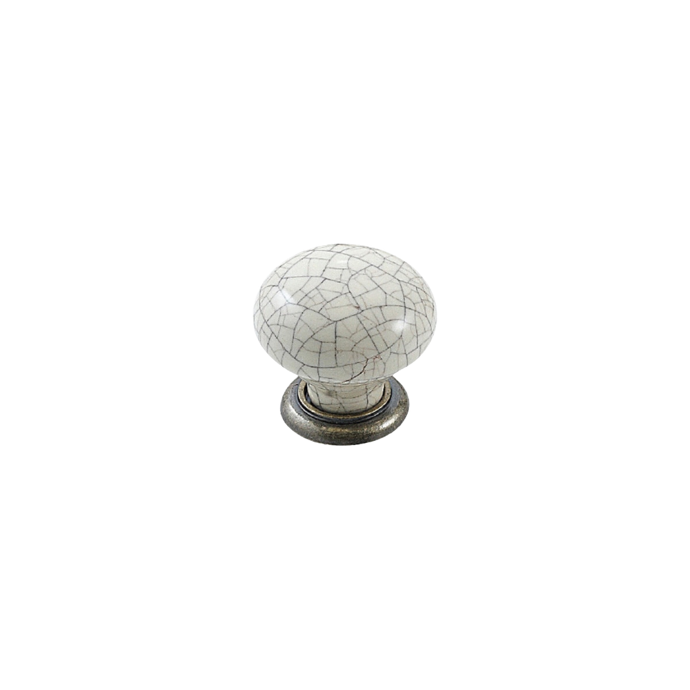 Momo Trianon Round Knob 35mm Cream Crackle & Antique Brass