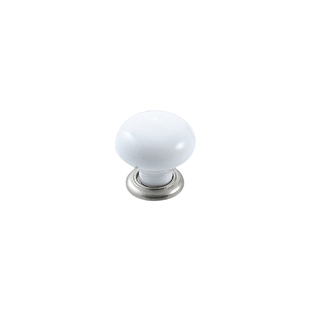 Momo Trianon Round Knob 35mm White & Brushed Nickel