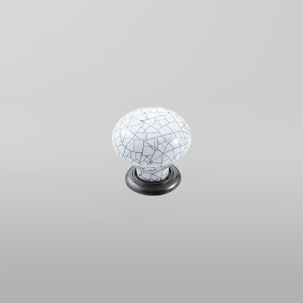 Momo Trianon Round Knob 35mm White Crackle & Pewter