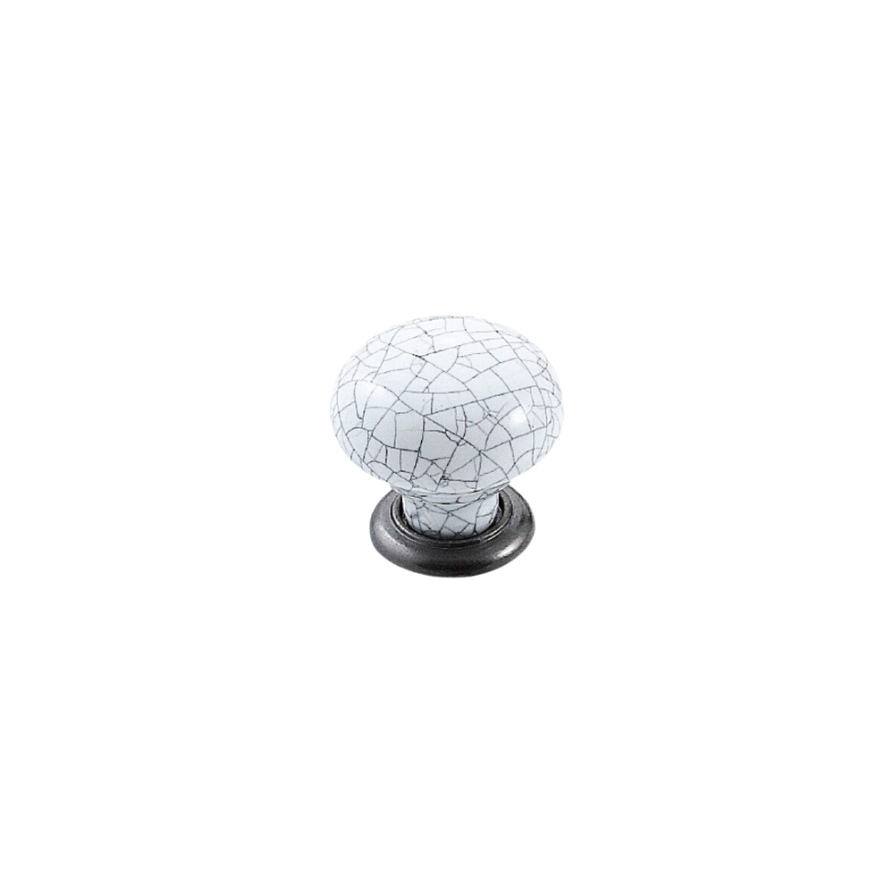 Momo Trianon Round Knob 35mm White Crackle & Pewter