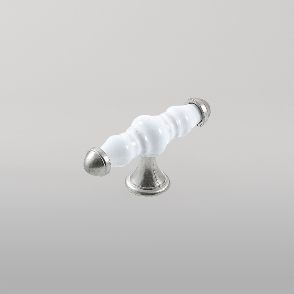 Momo Trianon T Knob 90mm White & Brushed Nickel