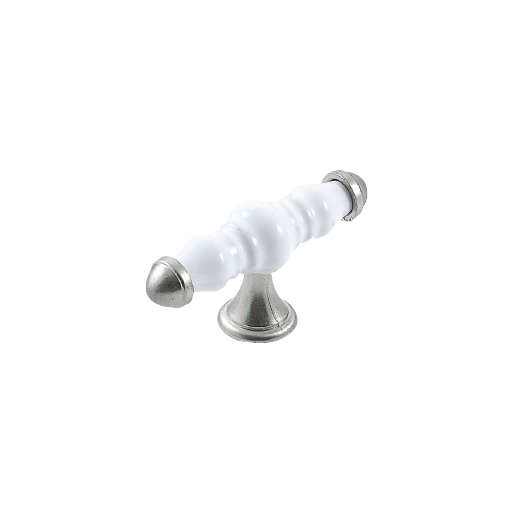 Momo Trianon T Knob 90mm White & Brushed Nickel