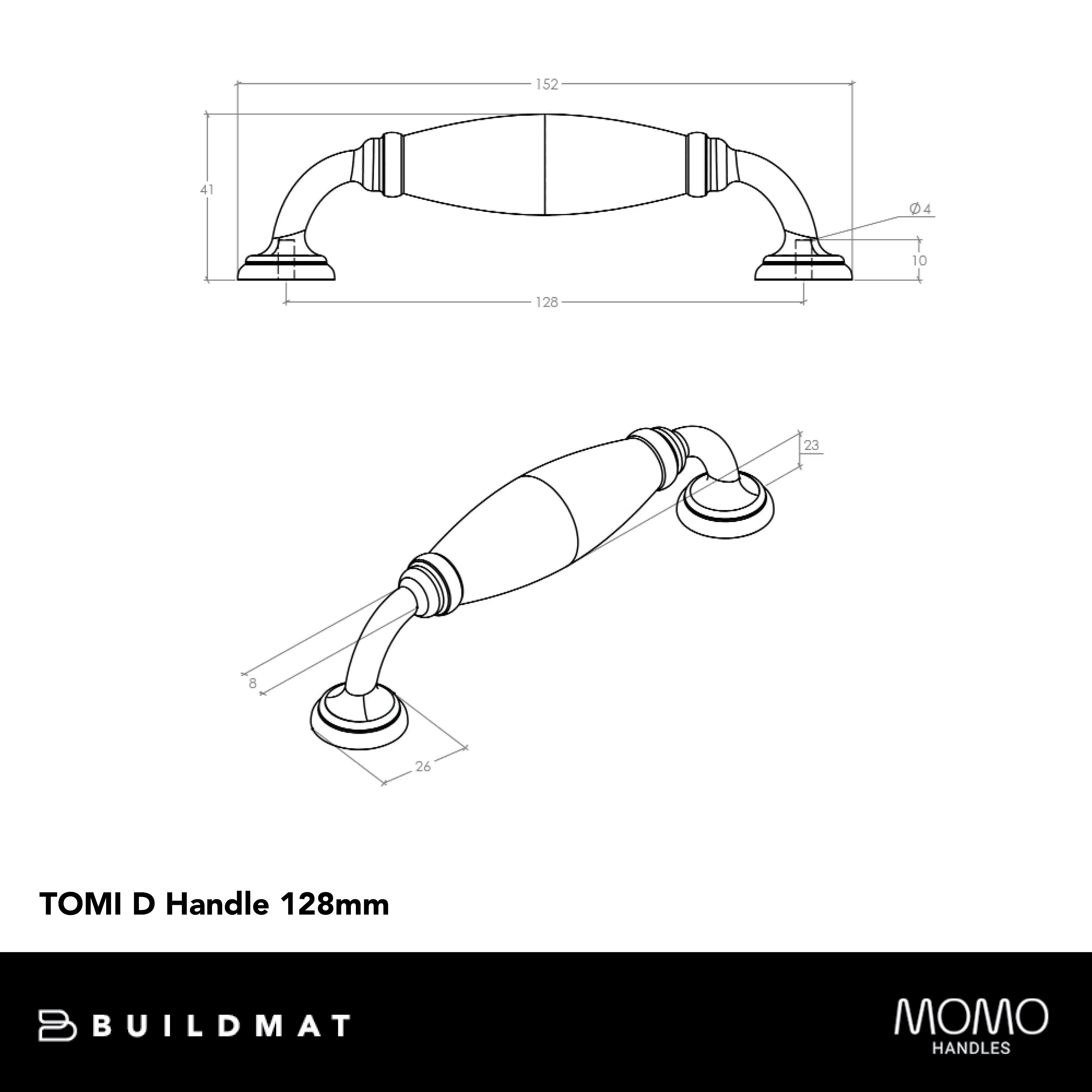 Momo Tomi D Handle 128mm Natural Iron