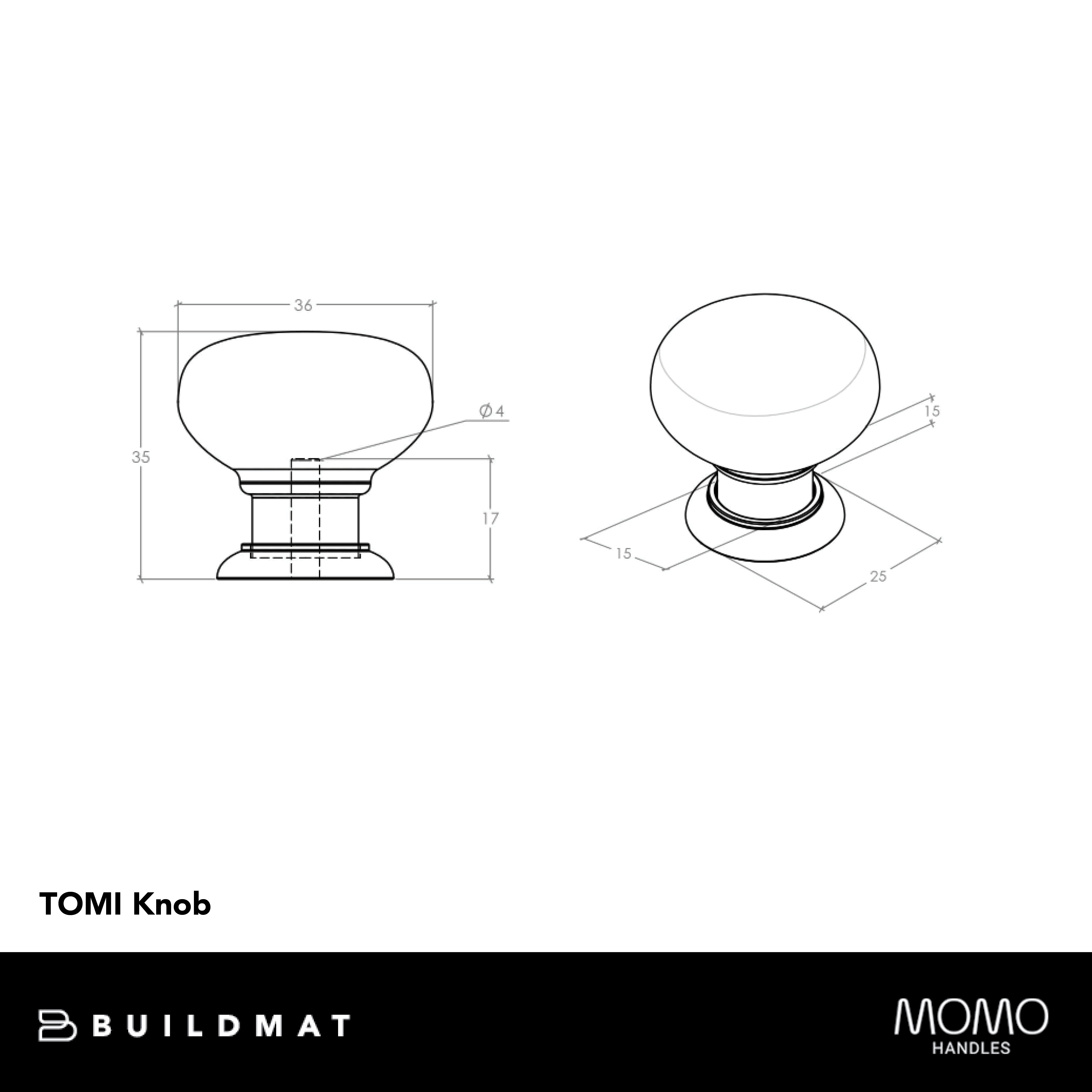 Momo Tomi Round Knob 30mm Natural Iron