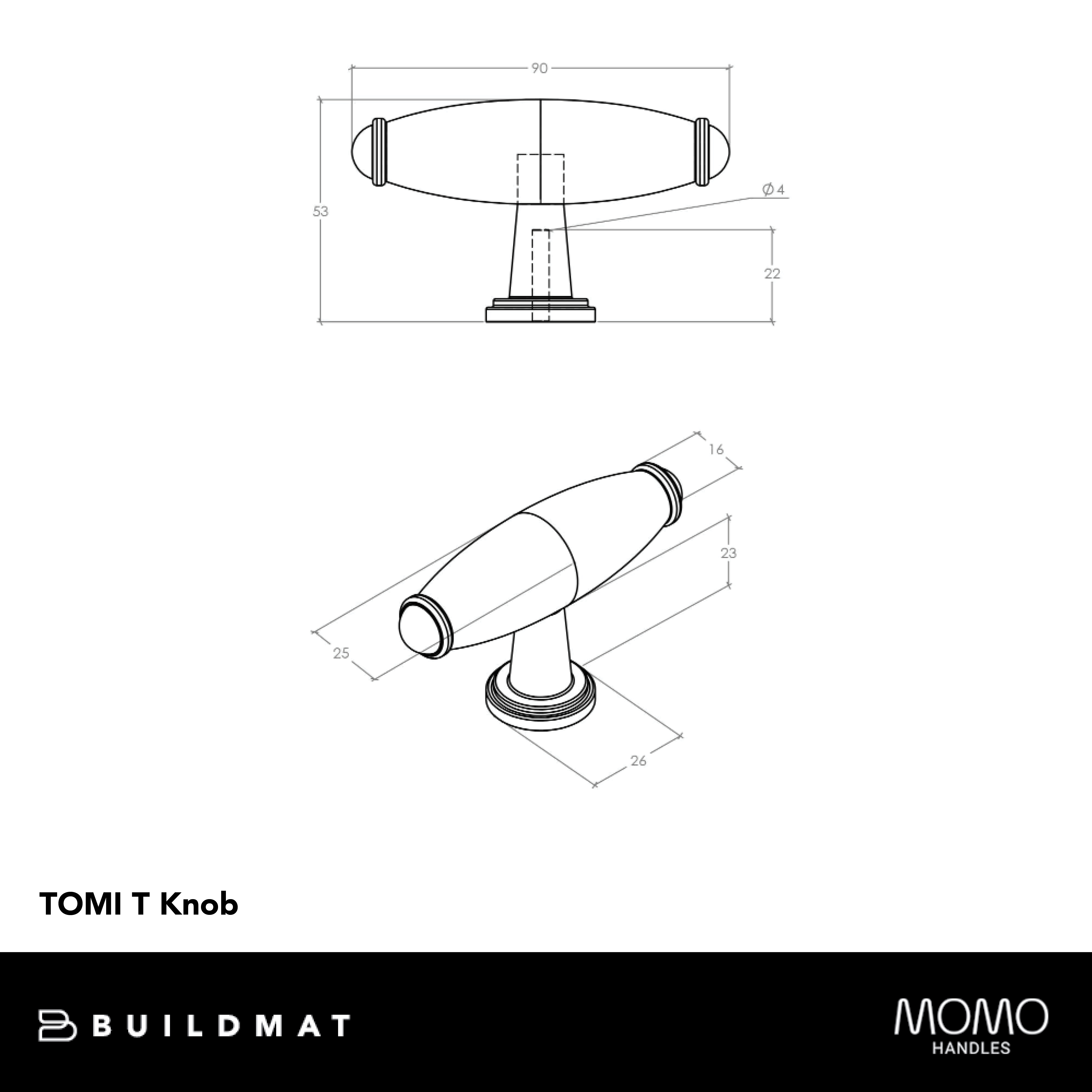 Momo Tomi T Knob 90mm Natural Iron