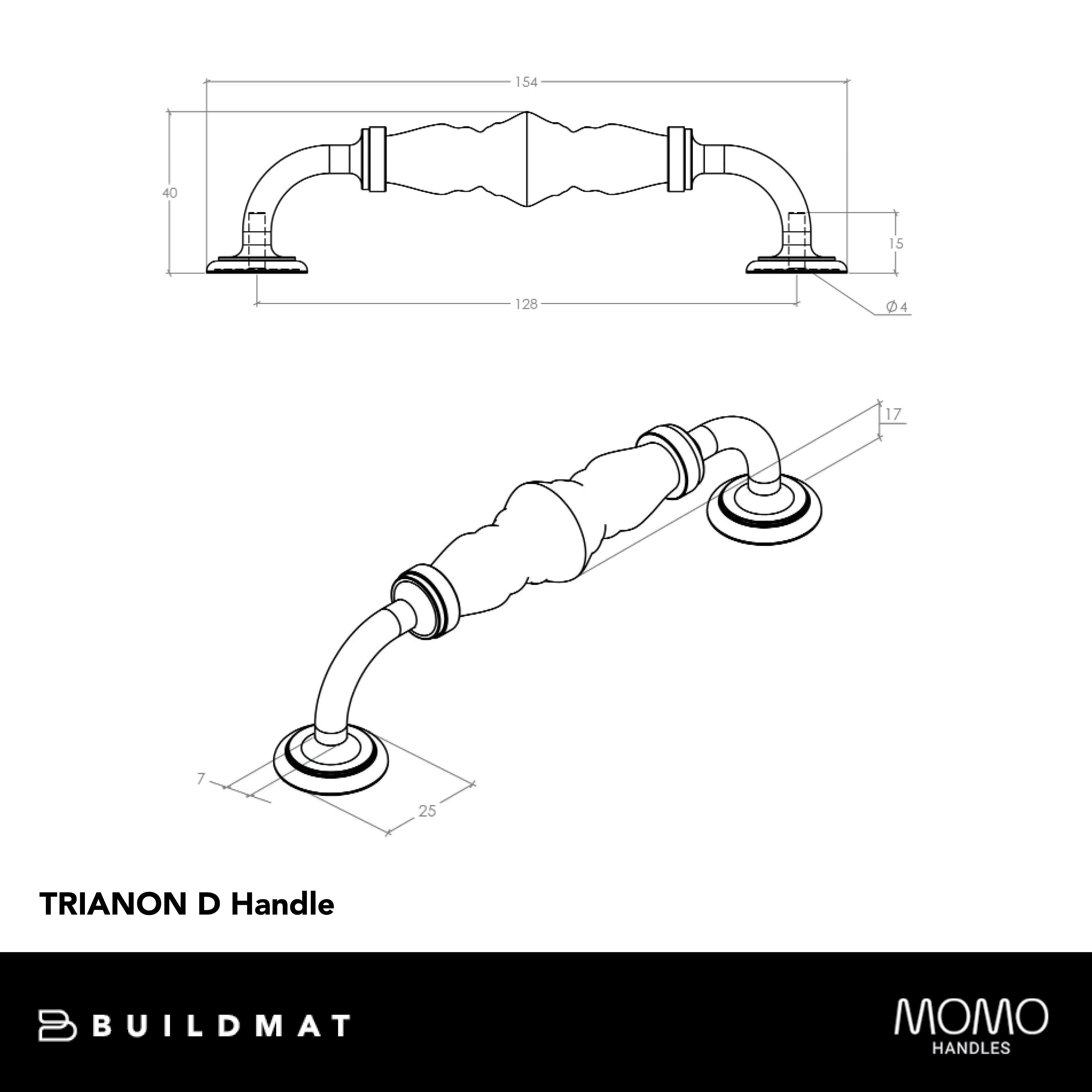 Momo Trianon D Handle 128mm Cream Crackle & Antique Brass