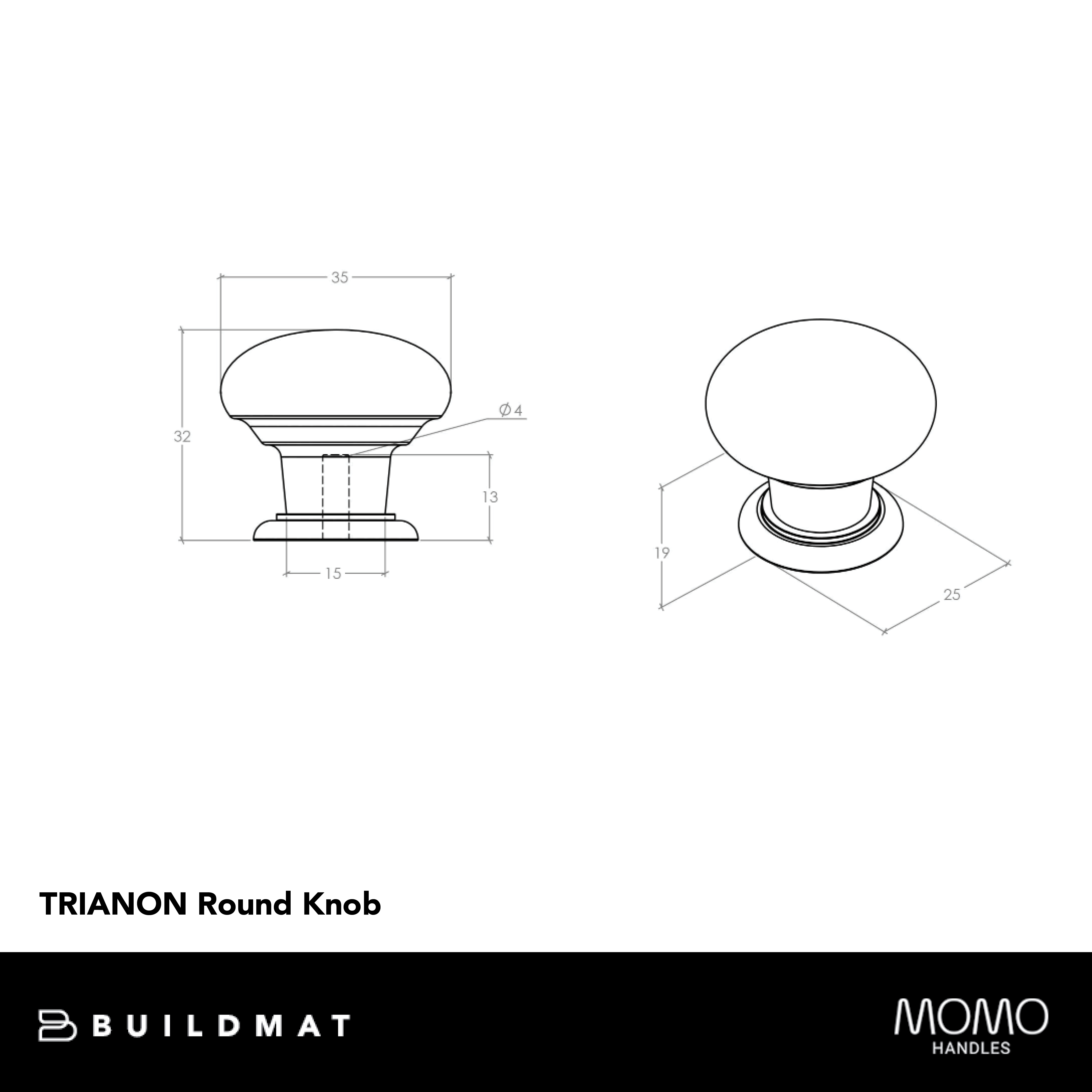 Momo Trianon Round Knob 35mm Cream Crackle & Antique Brass