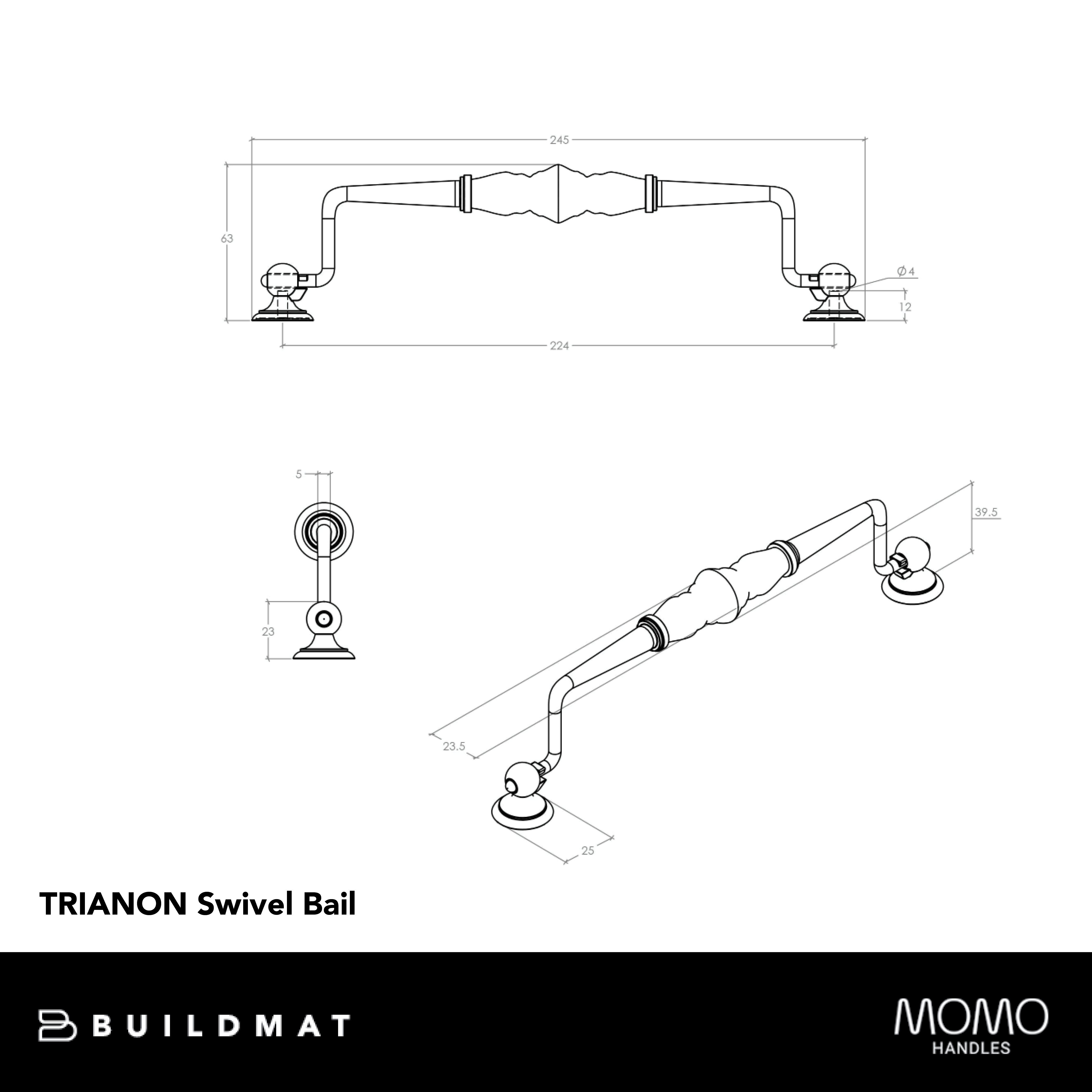 Momo Trianon Swivel Bail 224mm Cream Crackle & Antique Brass