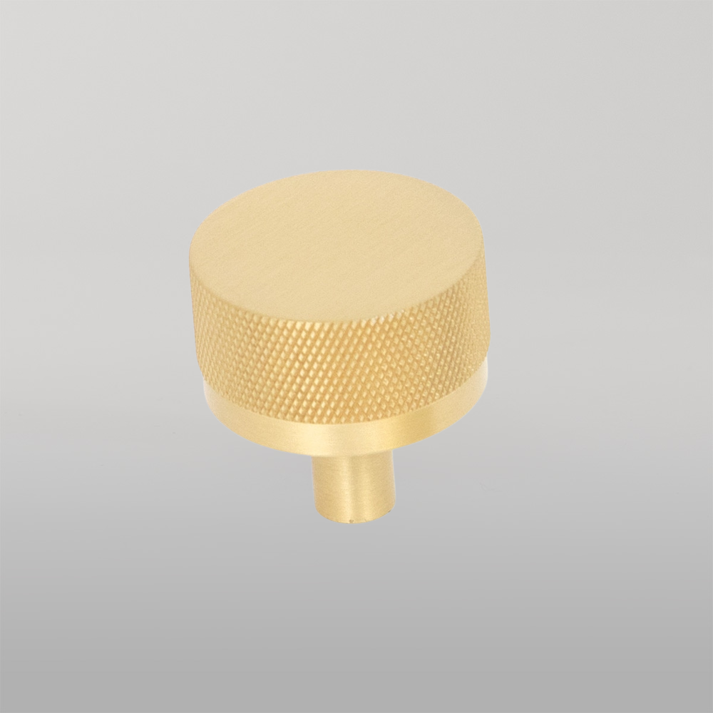 Momo Bellevue Solid Brass Knurled Knob 35mm Brushed Satin Brass