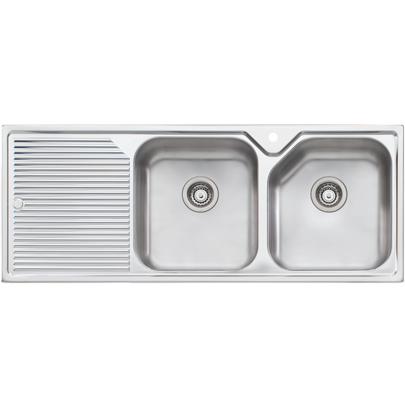 Nu-Petite Double Bowl Topmount Sink With Drainer Right Stainless Steel