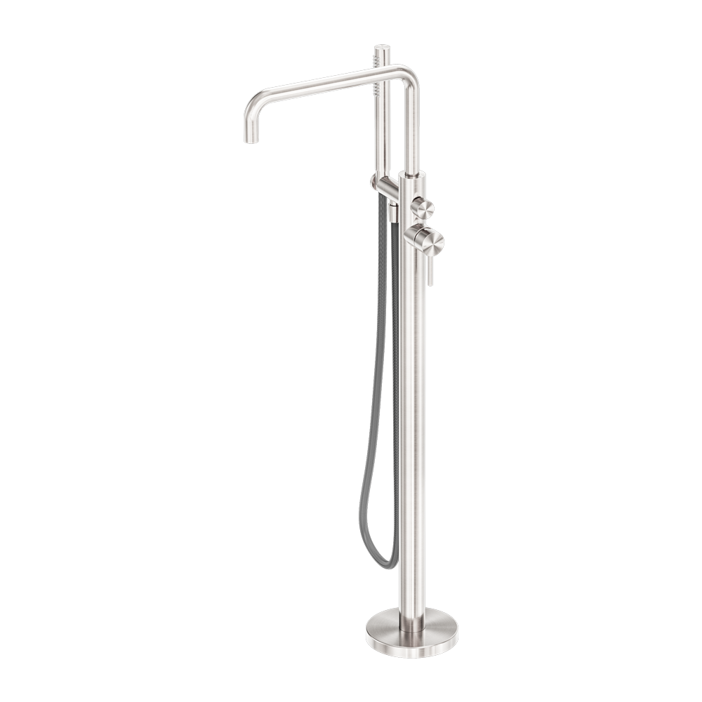 Zen Freestanding Bath Mixer With Outdoor Shower Hose Brushed Nickel