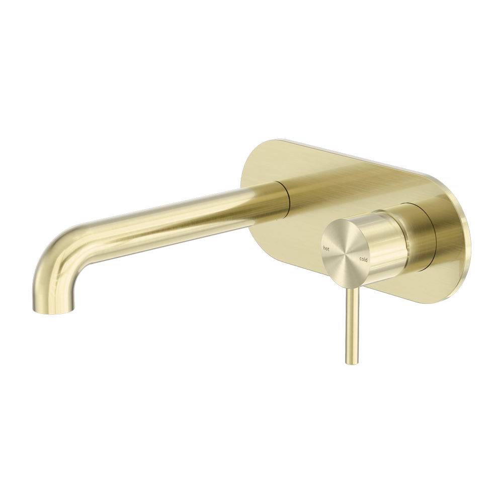 Zen Wall Basin/Bath Mixer 185mm Spout Brushed Gold