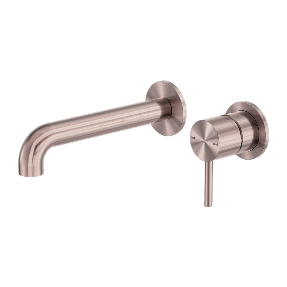 Zen Wall Basin/Bath Mixer Separate Back Plate 230mm Spout Brushed Bronze