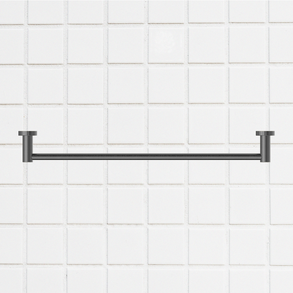 Mecca Single Towel Rail 600mm Brushed Gunmetal