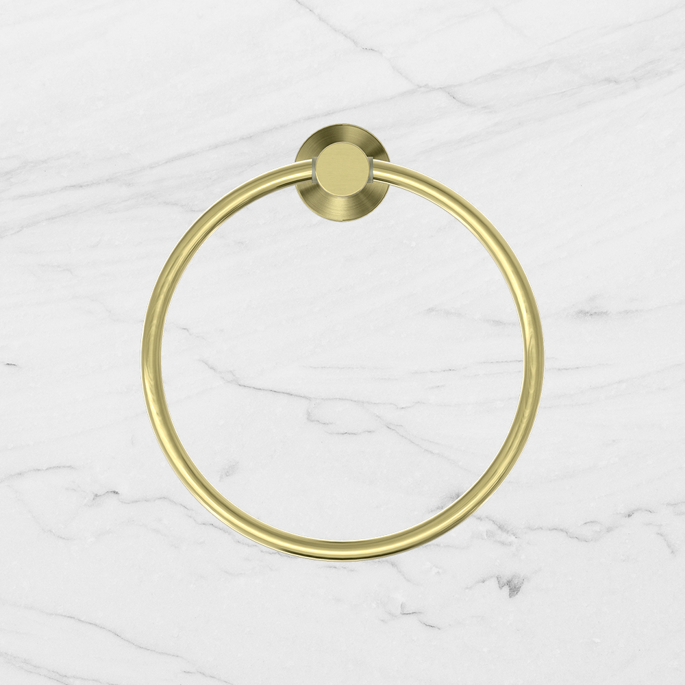 Mecca Hand Towel Ring Brushed Gold