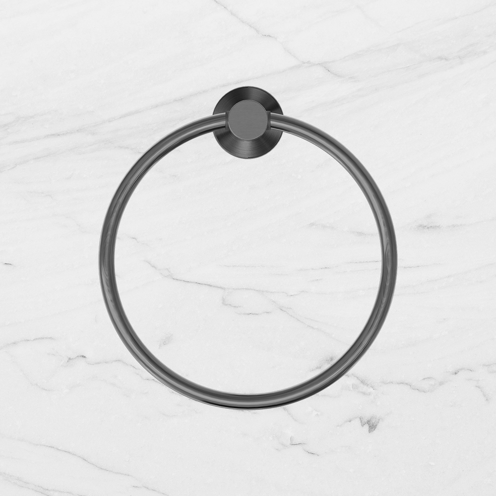 Mecca Hand Towel Ring Brushed Gunmetal