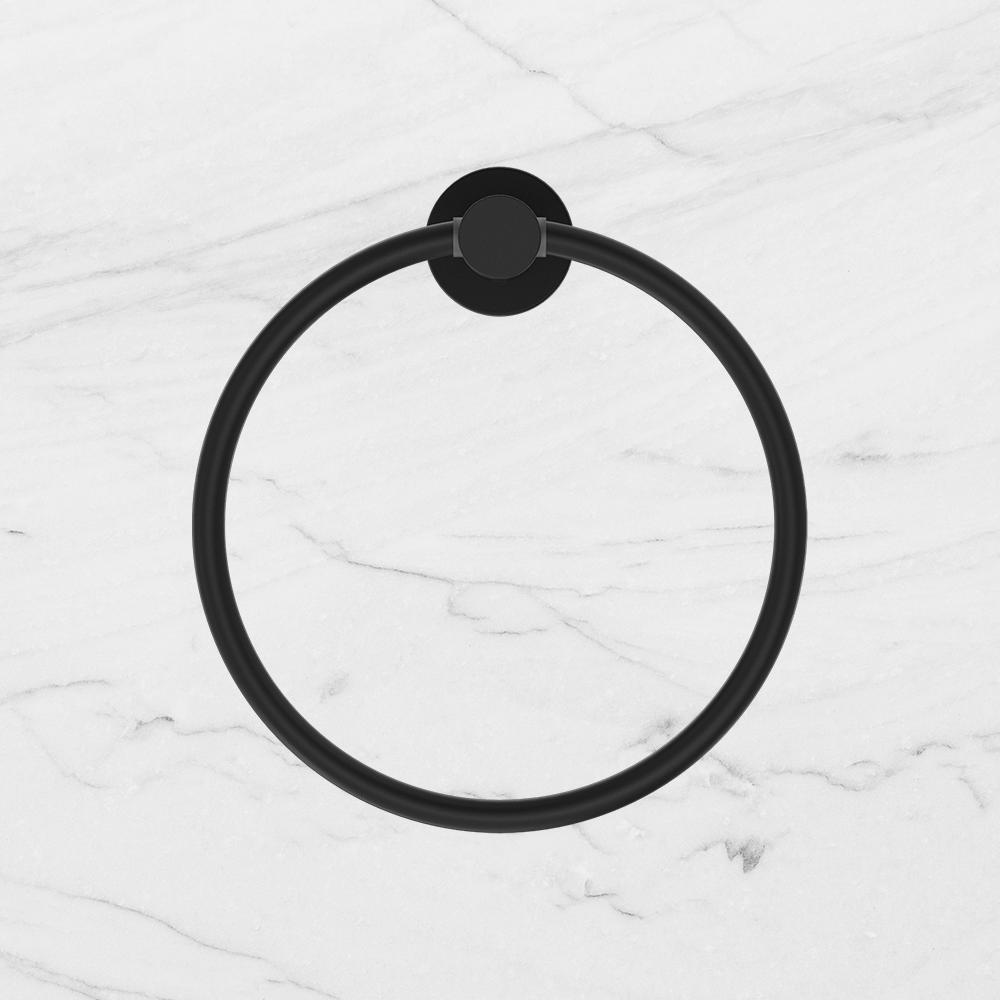 Mecca Hand Towel Ring Matte Black