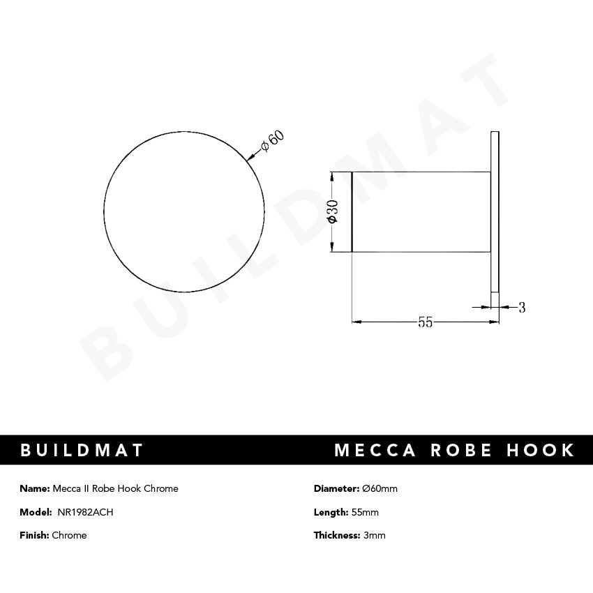 Mecca II Robe Hook Chrome