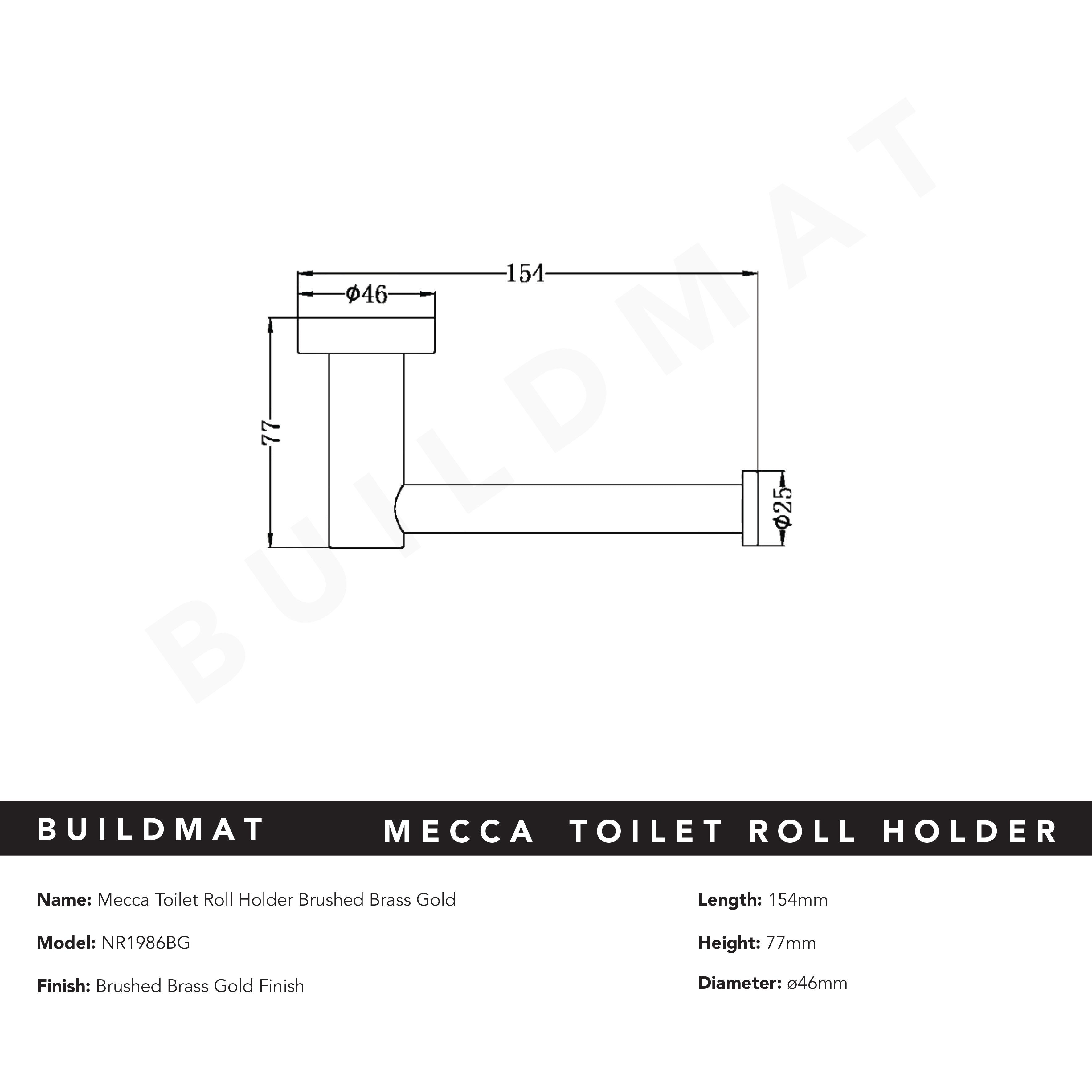 Mecca Toilet Roll Holder Brushed Gold