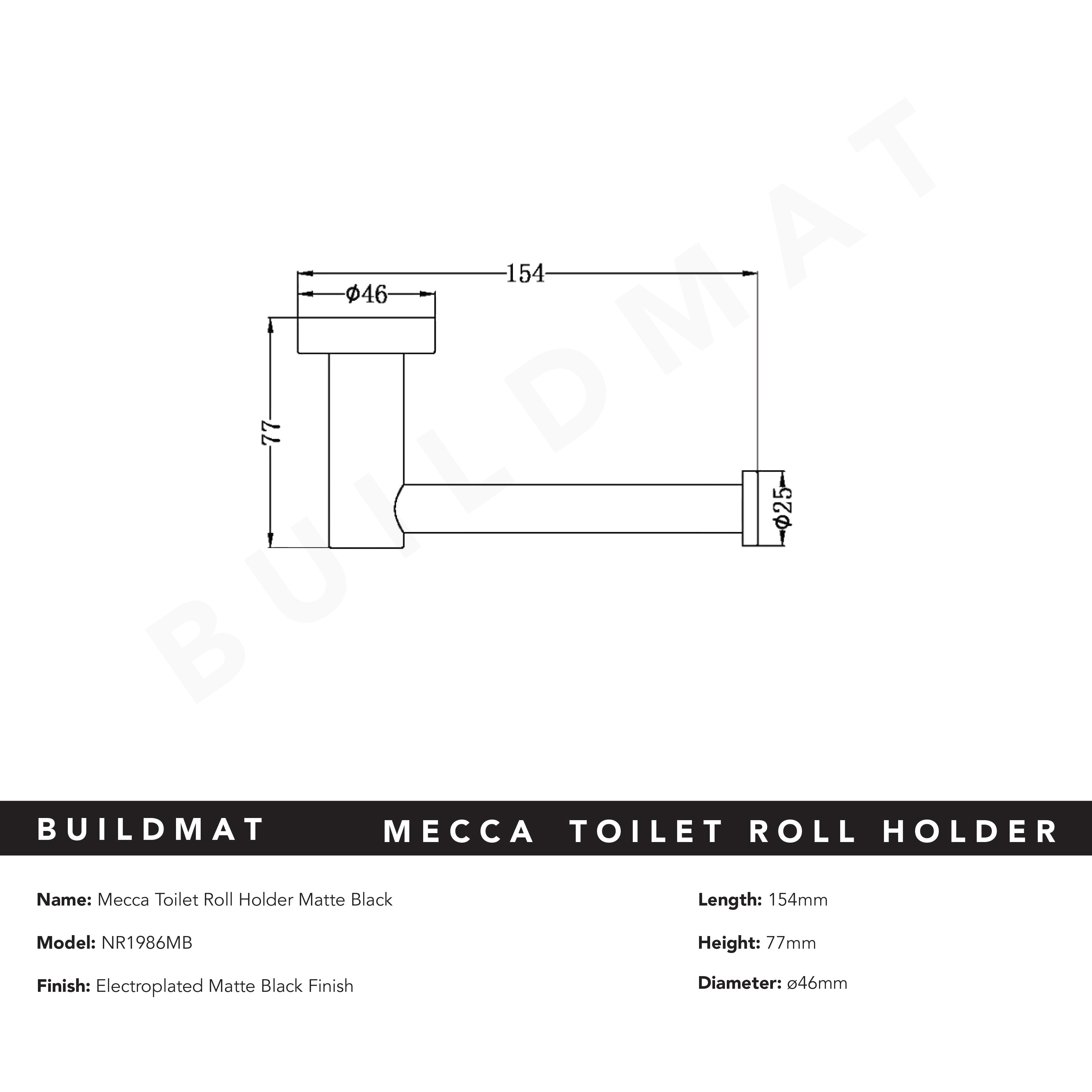 Mecca Toilet Roll Holder Matte Black