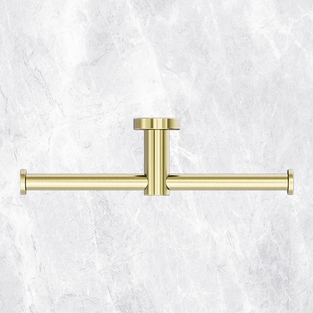 Mecca Double Toilet Roll Holder Brushed Gold