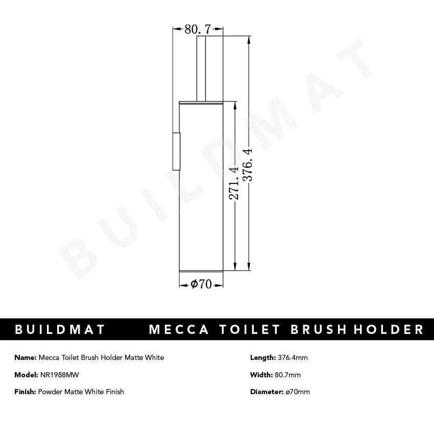 Mecca Toilet Brush Holder Matte White