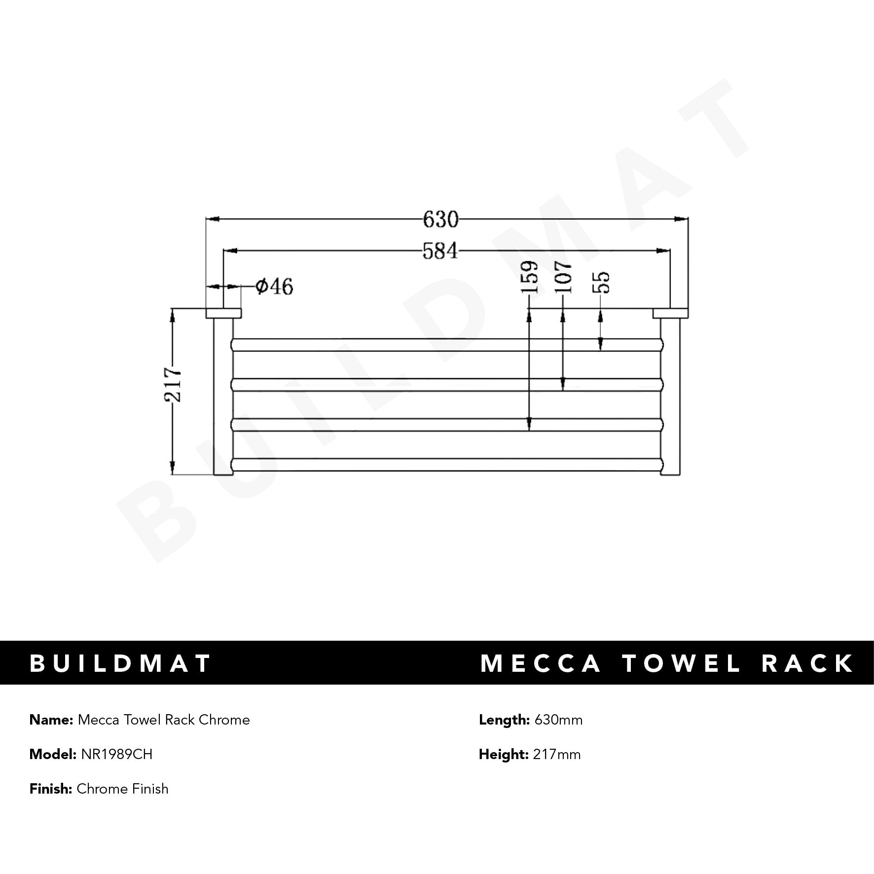 Mecca Towel Rack Chrome