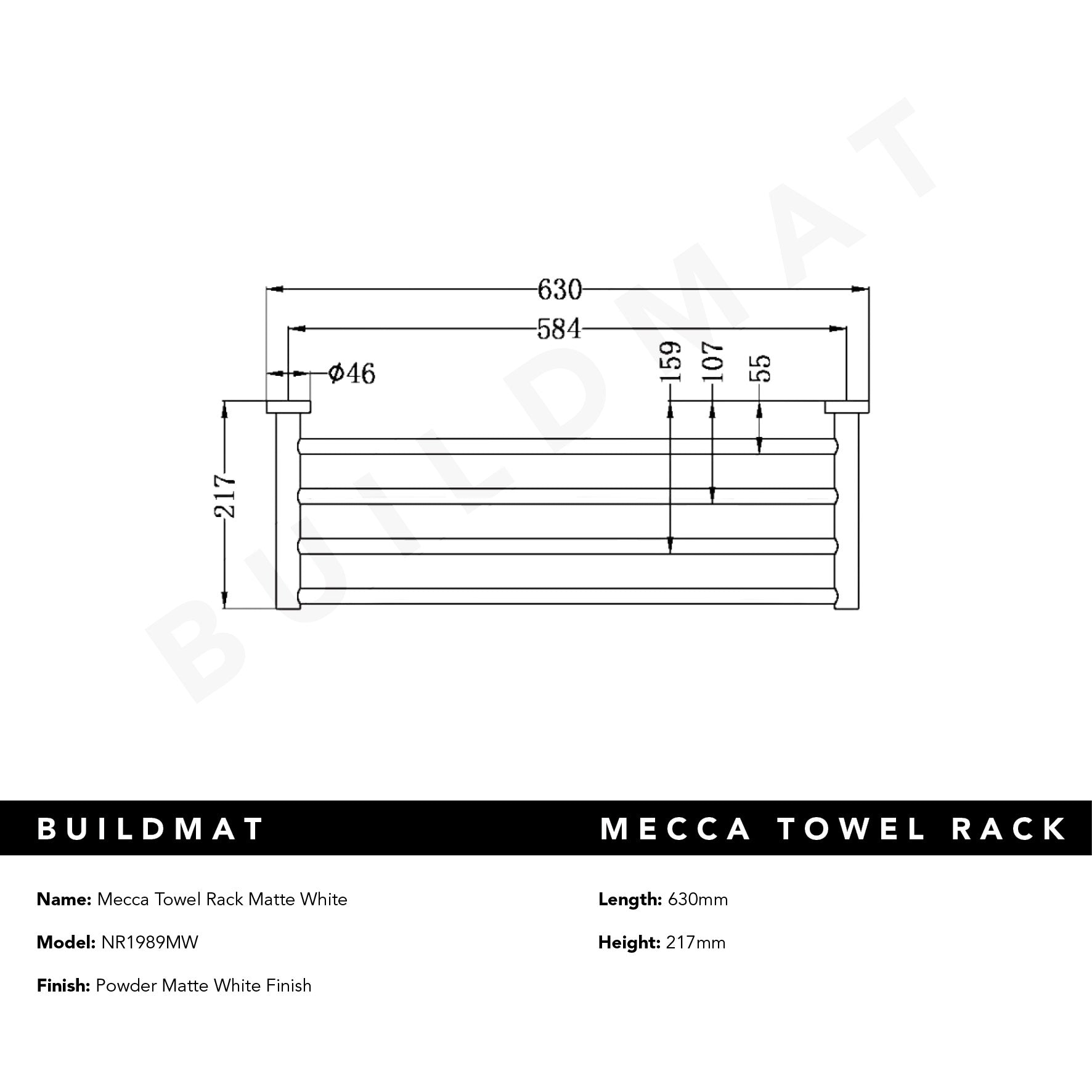 Mecca Towel Rack Matte White