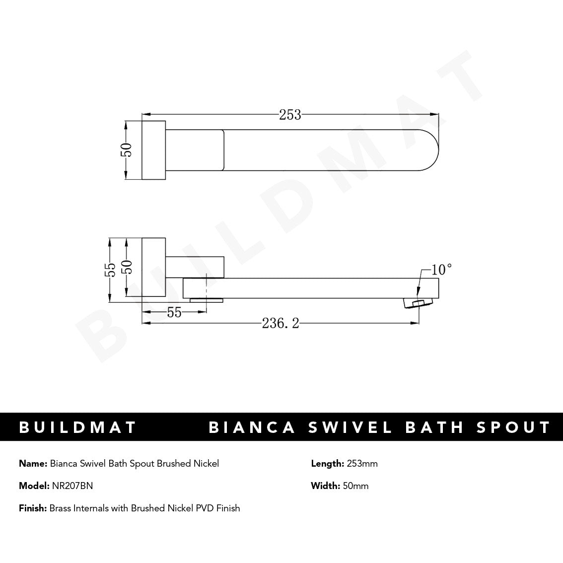 Bianca Swivel Bath Spout Brushed Nickel