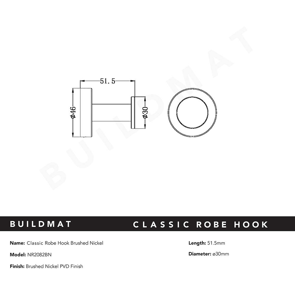 Dolce Robe Hook Brushed Nickel