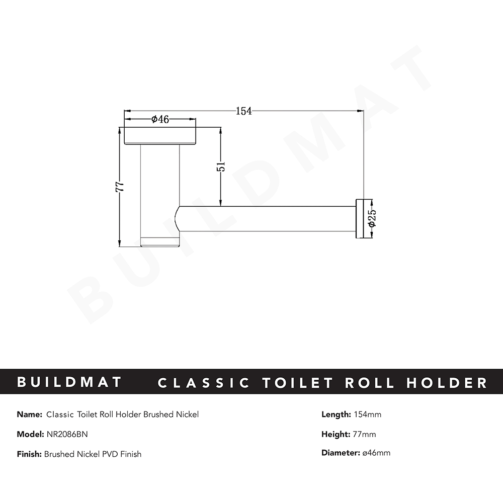 Classic Toilet Roll Holder Brushed Nickel