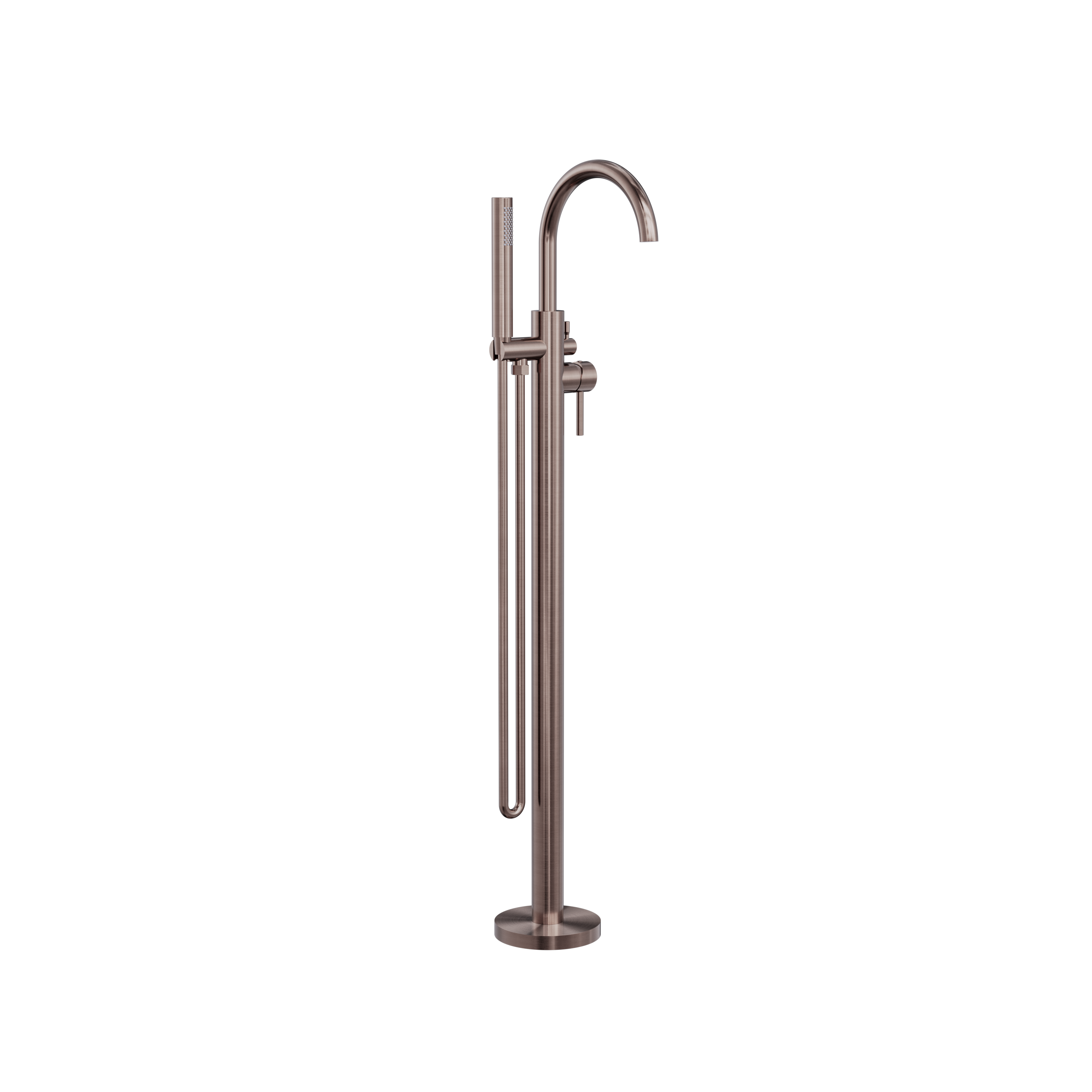 Mecca Round Freestanding Mixer With Hand Shower Brushed Bronze