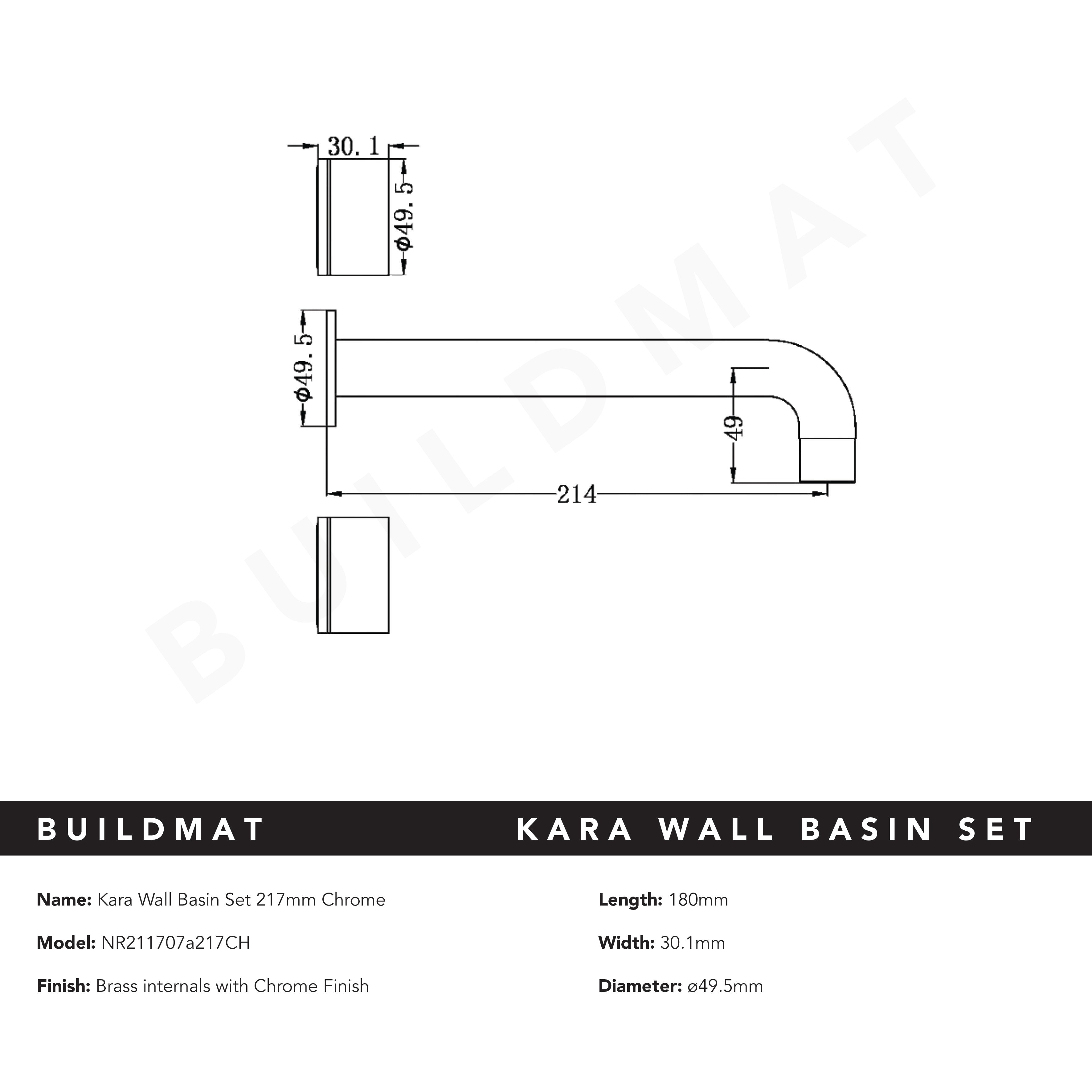 Kara Wall Basin Set 217mm Chrome