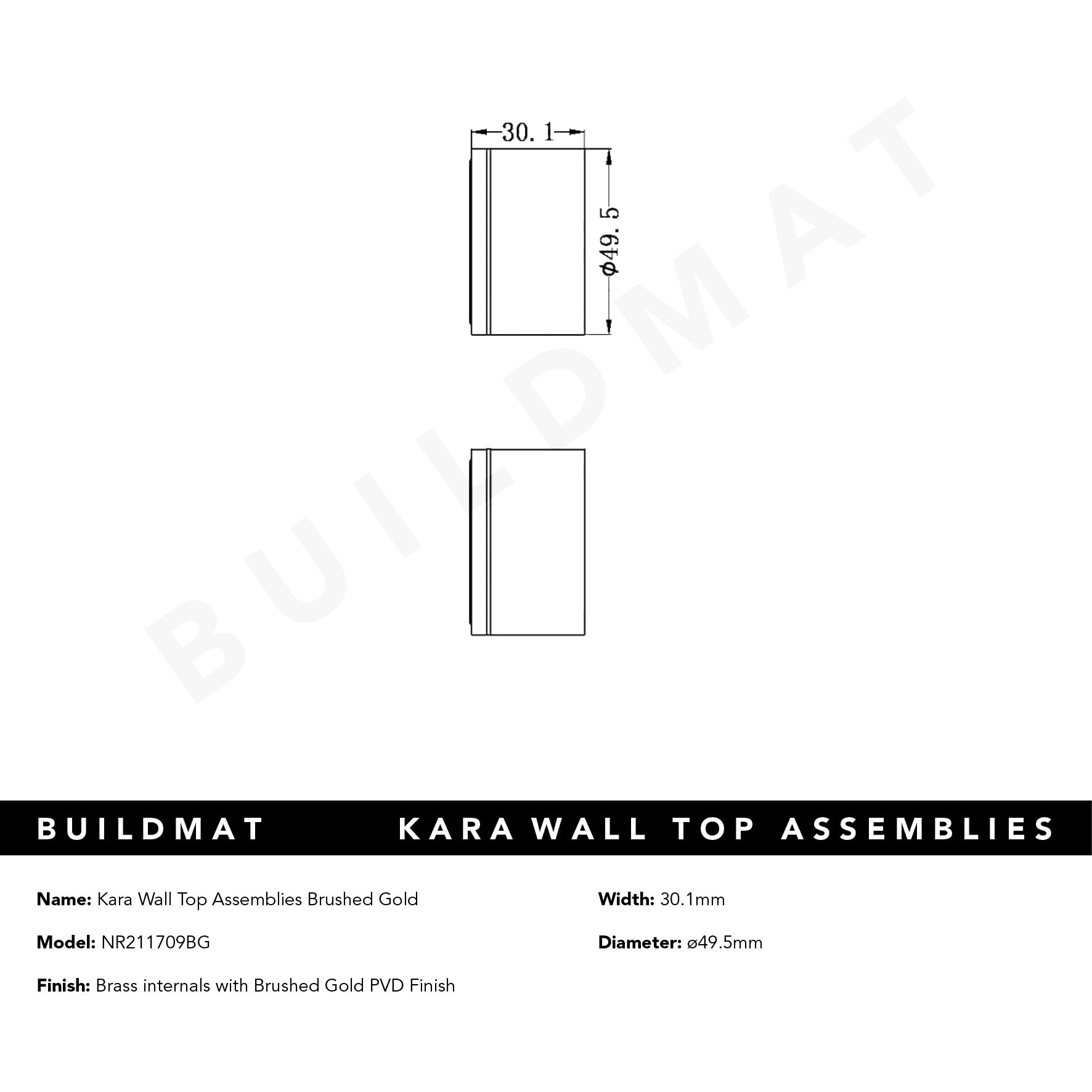 Kara Wall Top Assemblies Brushed Gold