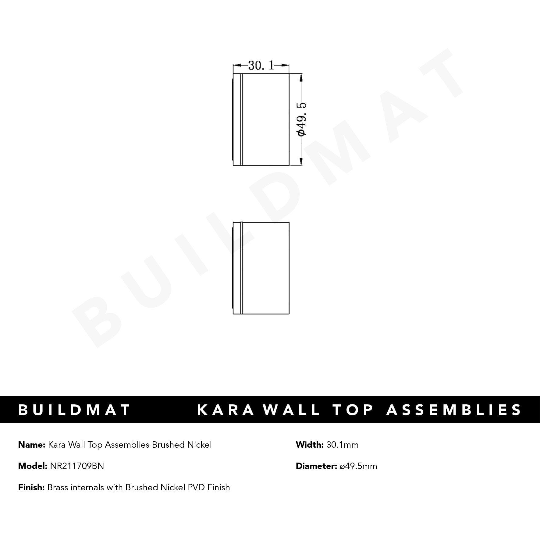 Kara Wall Top Assemblies Brushed Nickel