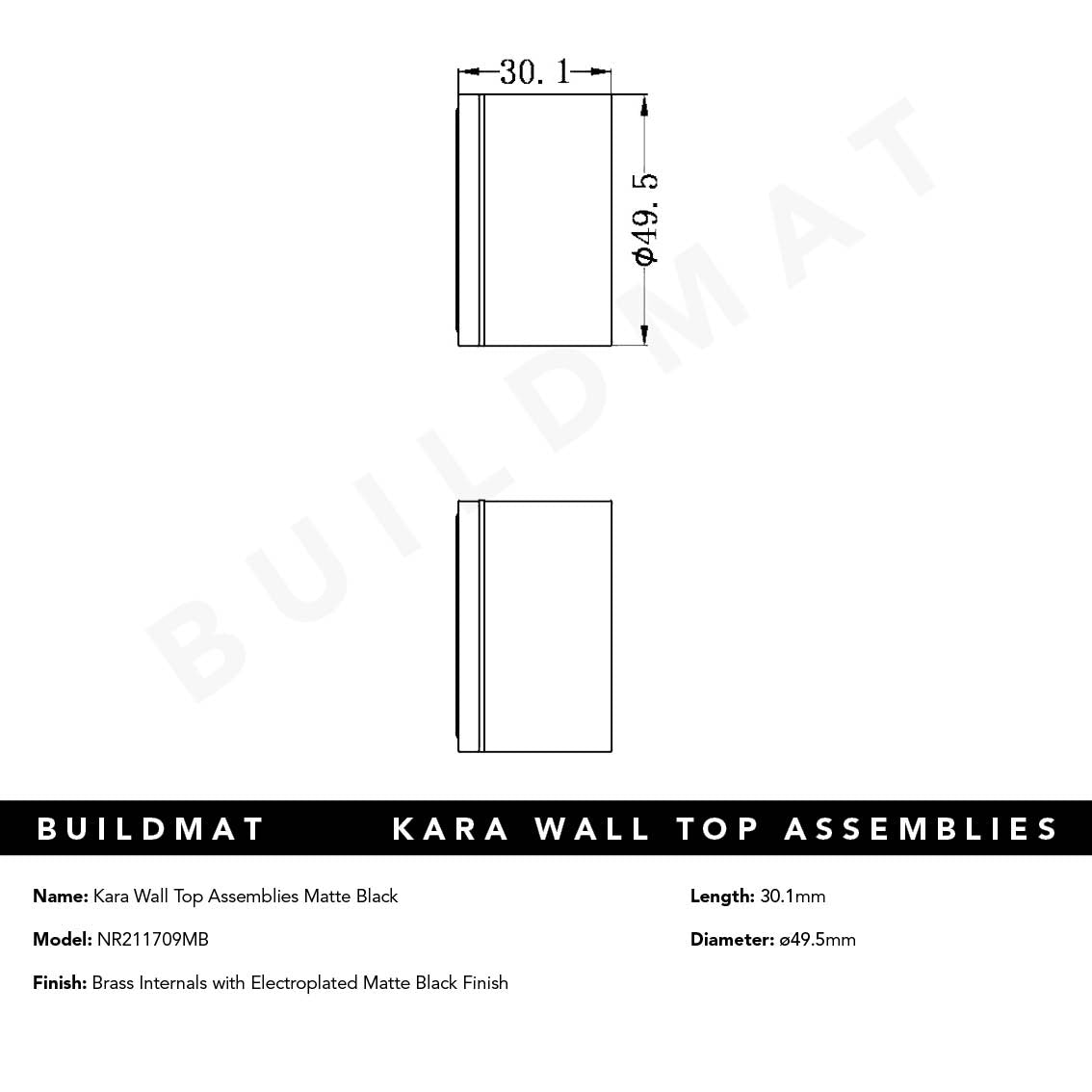 Kara Wall Top Assemblies Matte Black