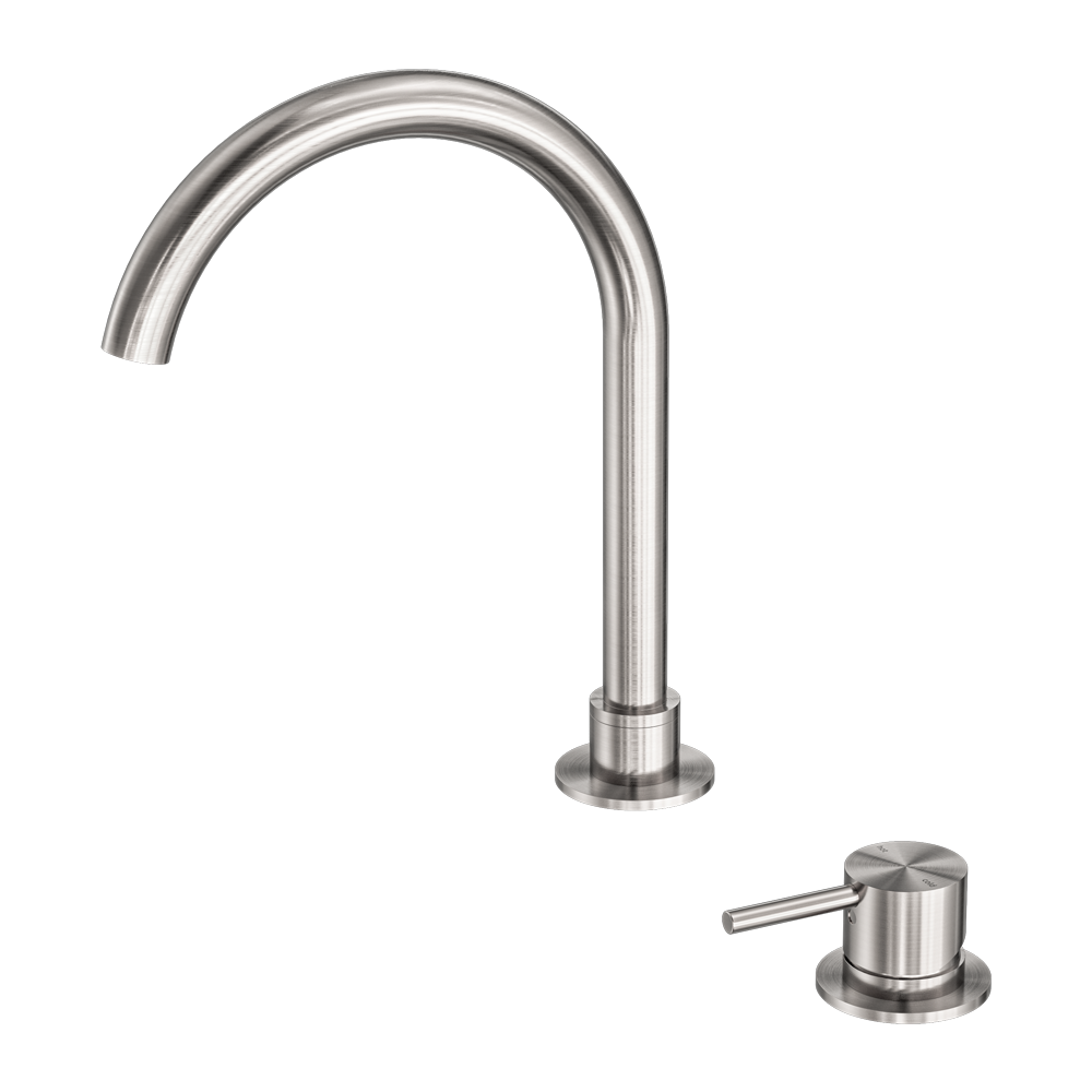 Mecca Hob Basin Mixer Round Swivel Spout Brushed Nickel