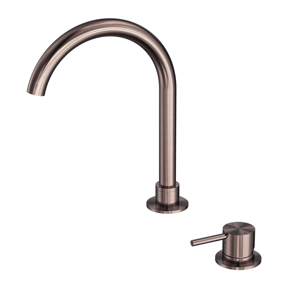 Mecca Hob Basin Mixer Round Swivel Spout Brushed Bronze